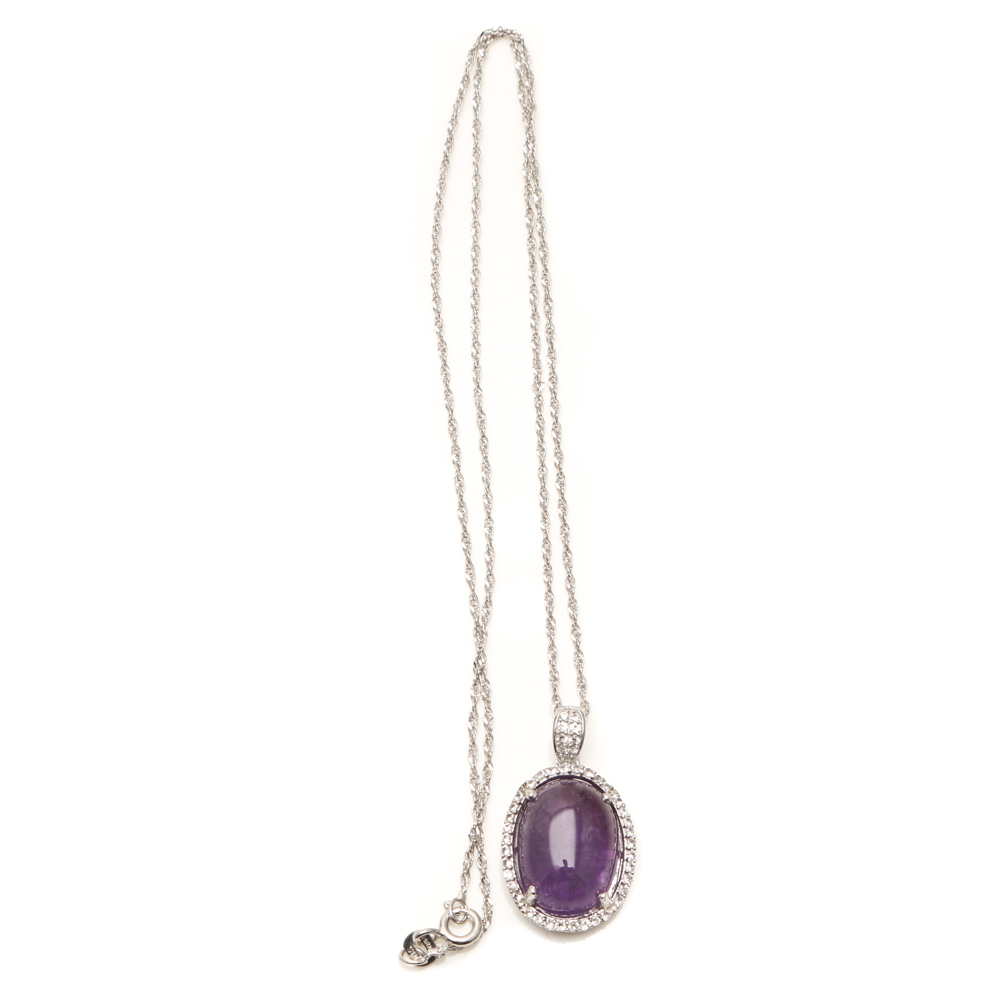 Orianne Sterling Silver Amethyst and White Topaz Necklace and Ring