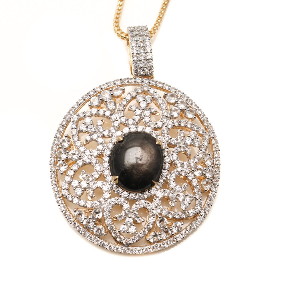 Orianne Gold Wash on Sterling Silver Star Ruby and White Topaz Necklaces