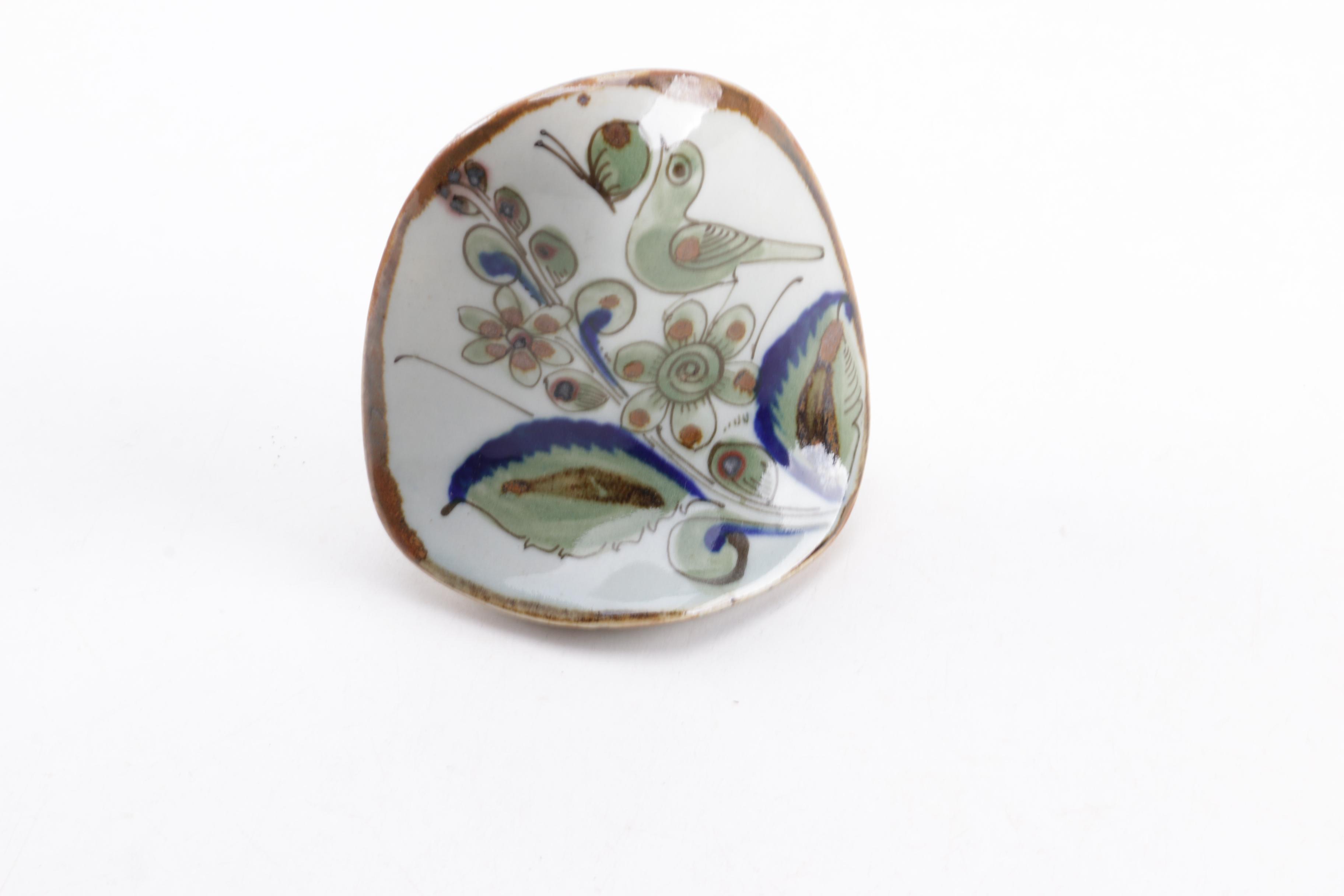 Mexican Pottery and Carved Figure