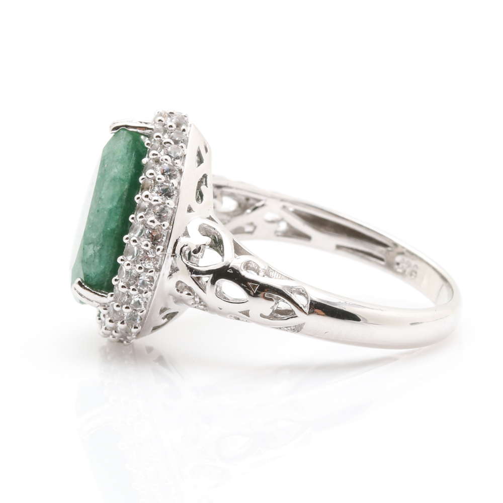 Orianne Sterling Silver White Topaz and Emerald Jewelry