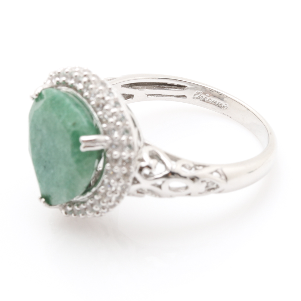 Orianne Sterling Silver White Topaz and Emerald Jewelry