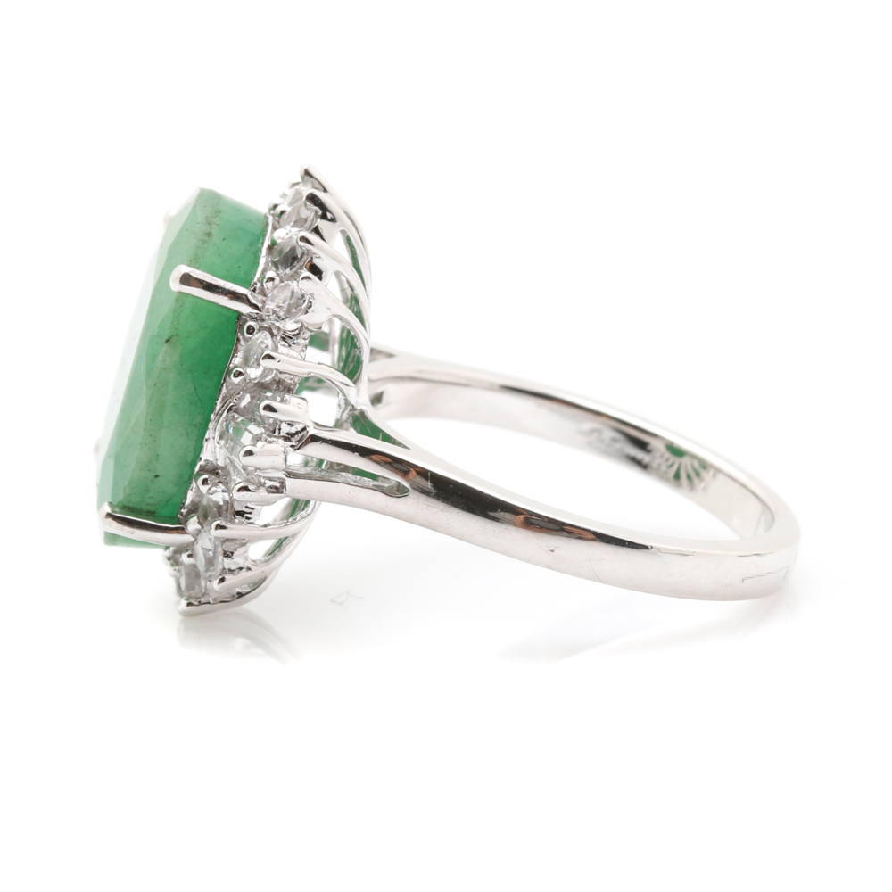 Orianne Sterling Silver White Topaz and Emerald Jewelry