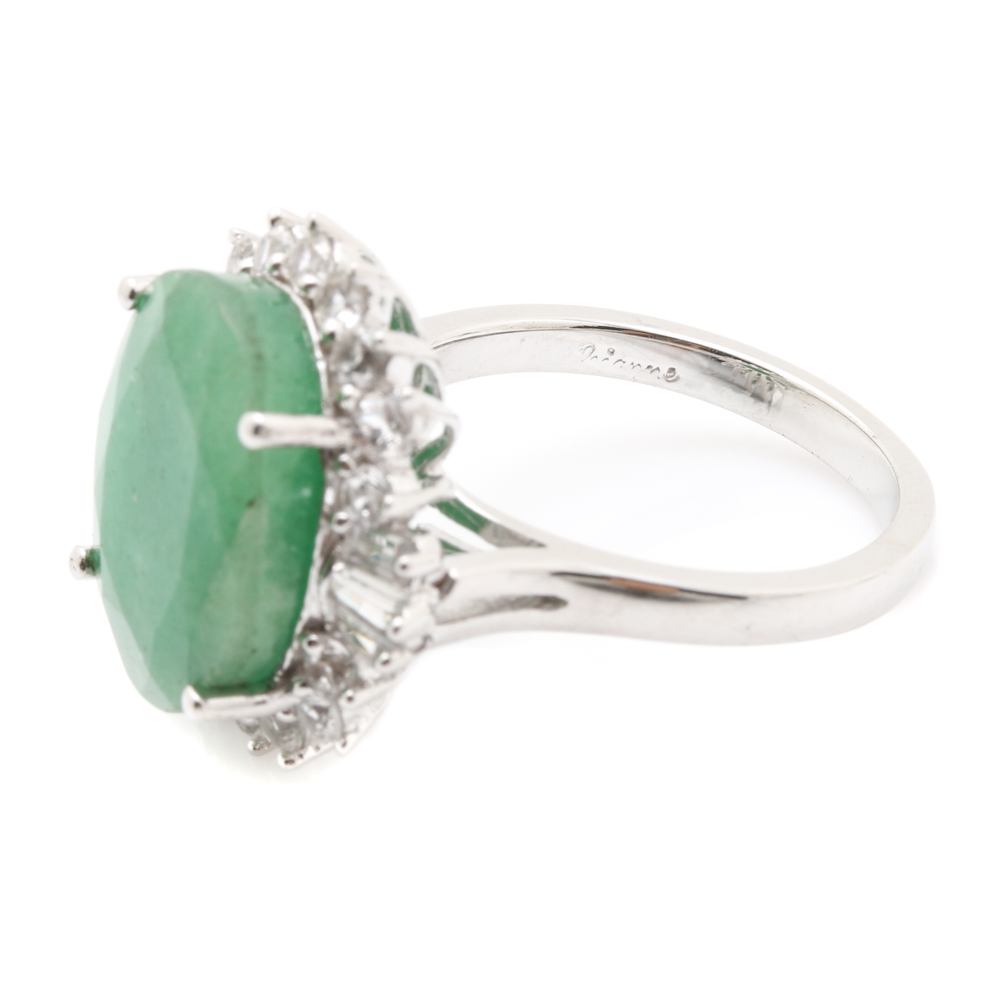 Orianne Sterling Silver White Topaz and Emerald Jewelry