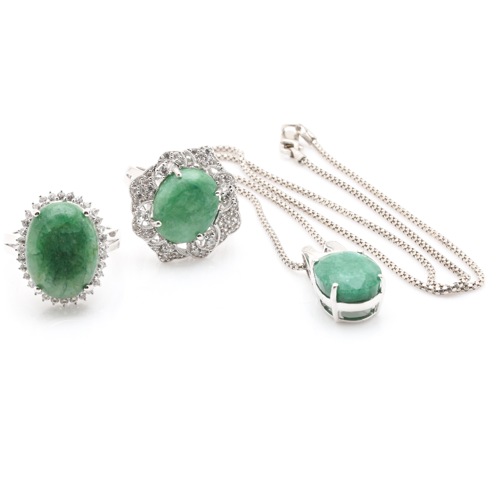 Orianne Sterling Silver and Emerald Jewelry