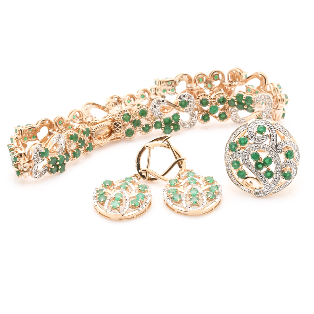 Orianne Sterling Silver Emerald and White Topaz Jewelry
