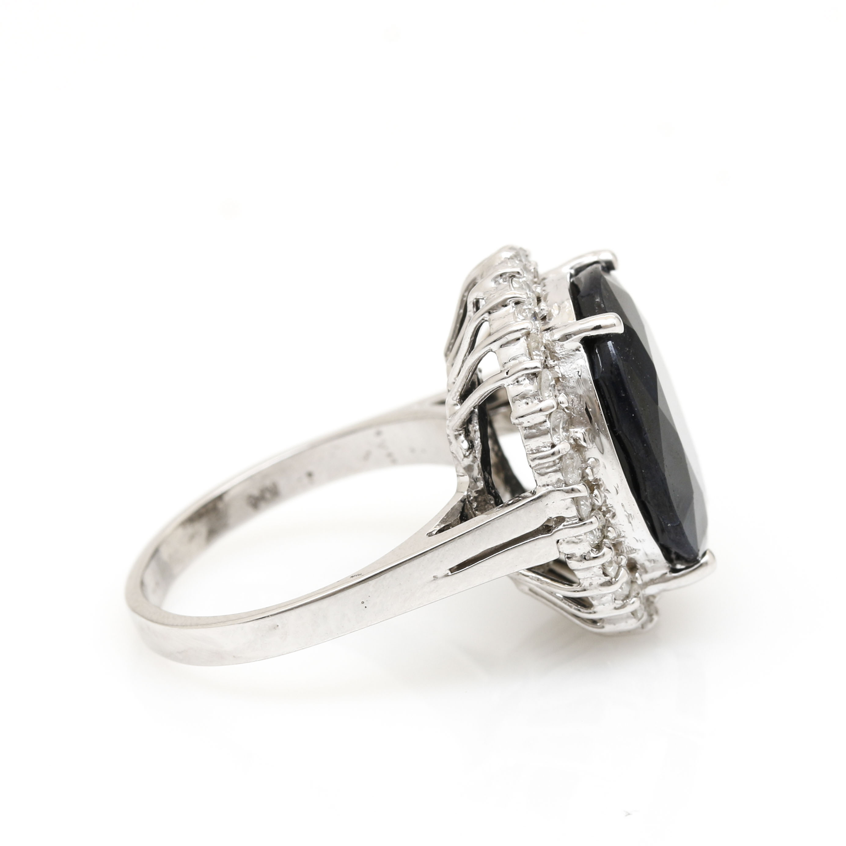 14K White Gold Sapphire and Diamond Ring