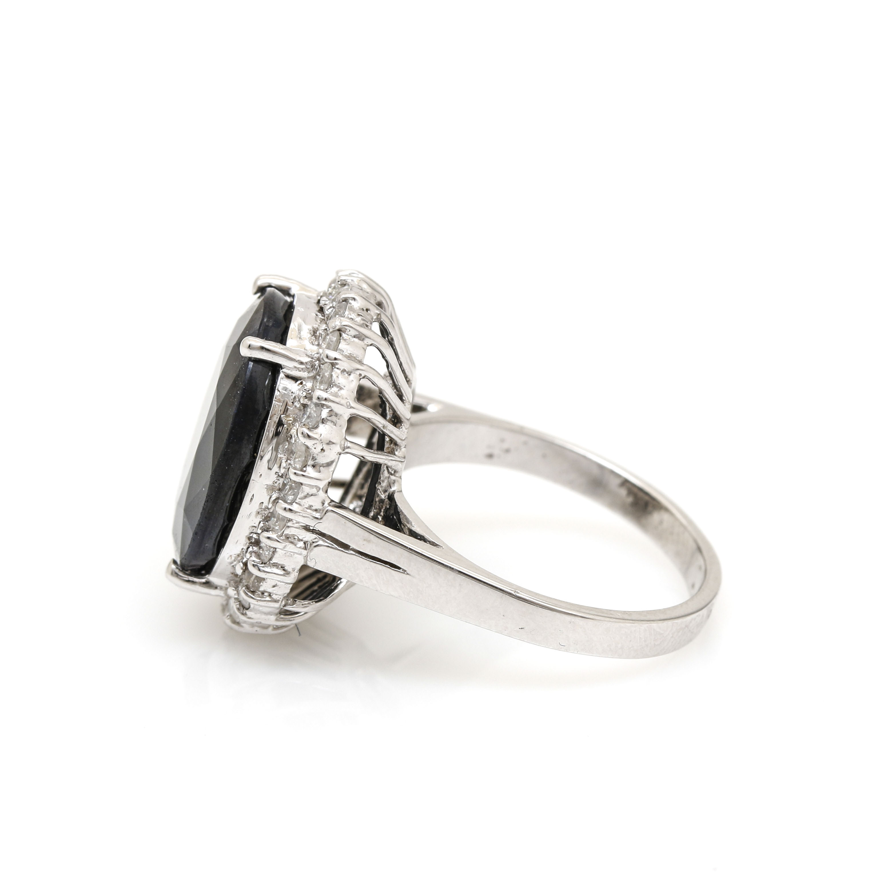 14K White Gold Sapphire and Diamond Ring