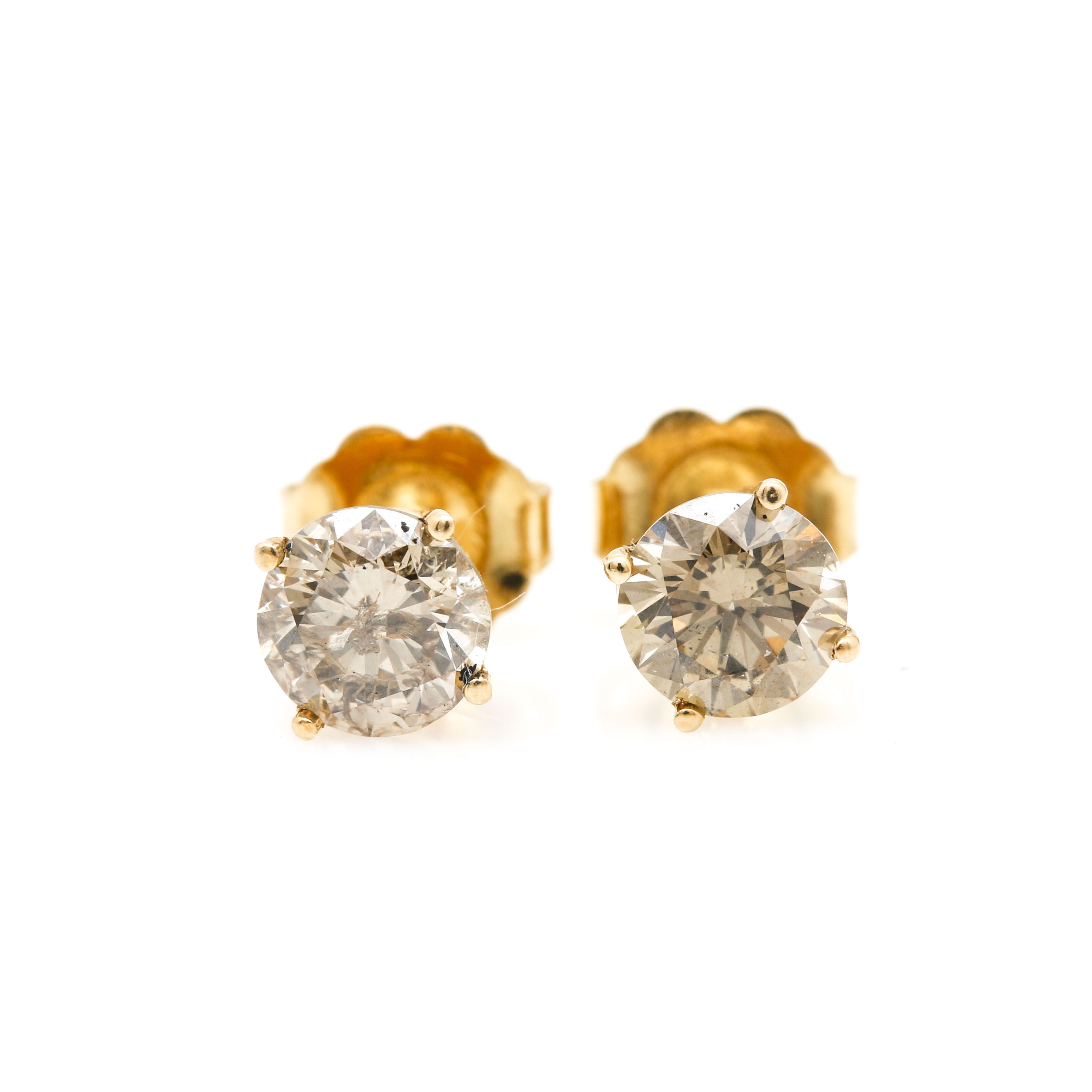 14K Yellow Gold 1.09 CTW Diamond Stud Earrings