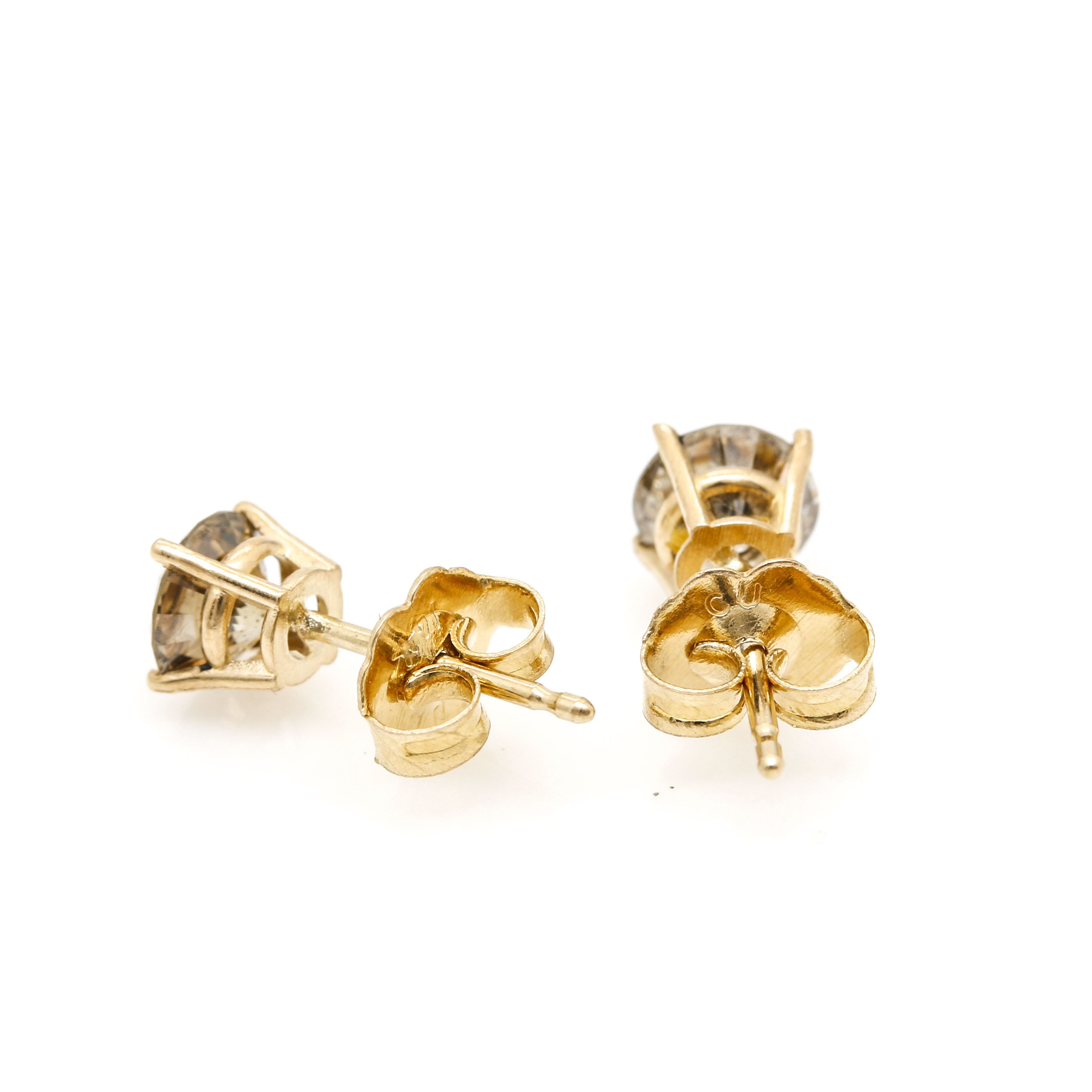 14K Yellow Gold 1.09 CTW Diamond Stud Earrings