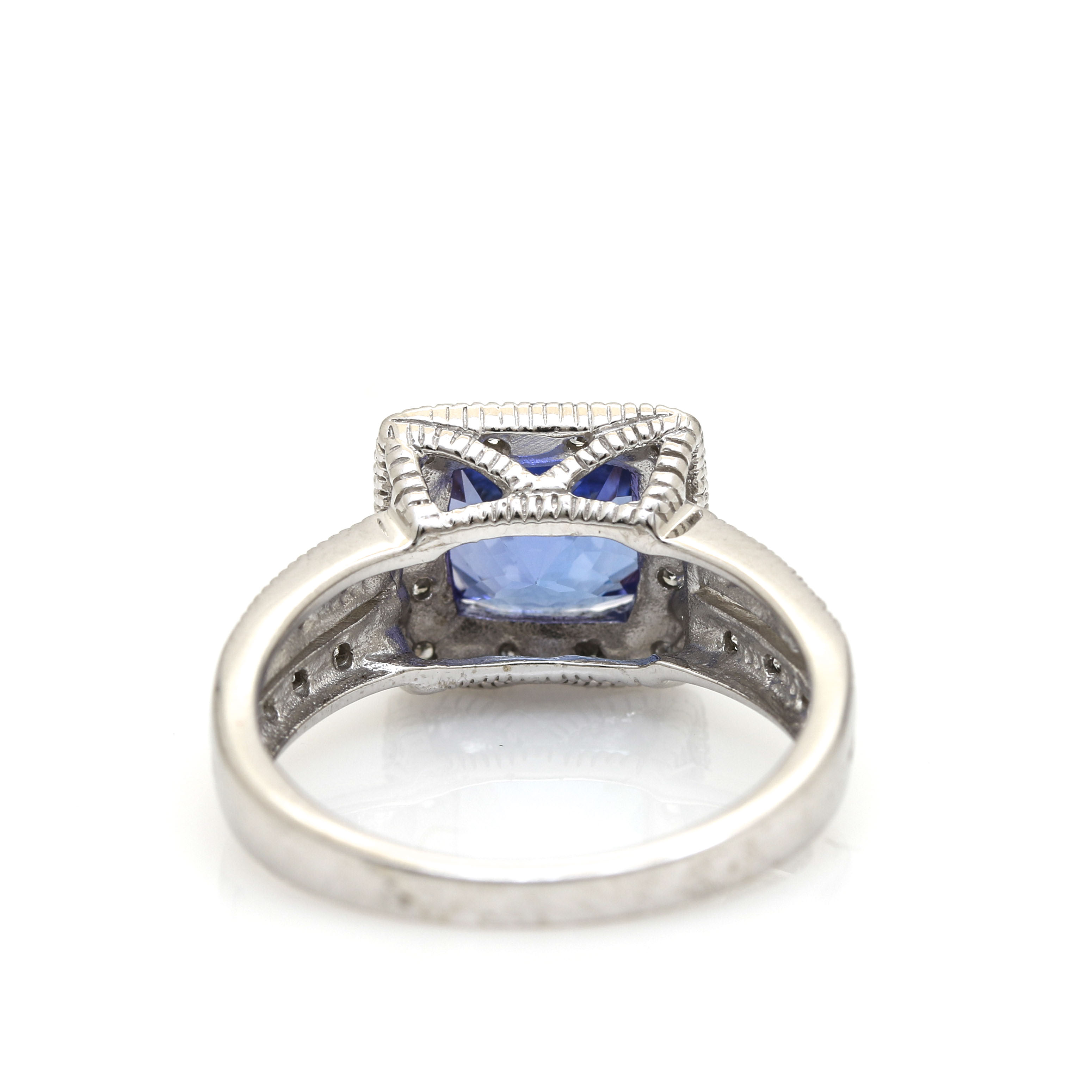 10K White Gold 2.29 CT Tanzanite and Diamond Ring