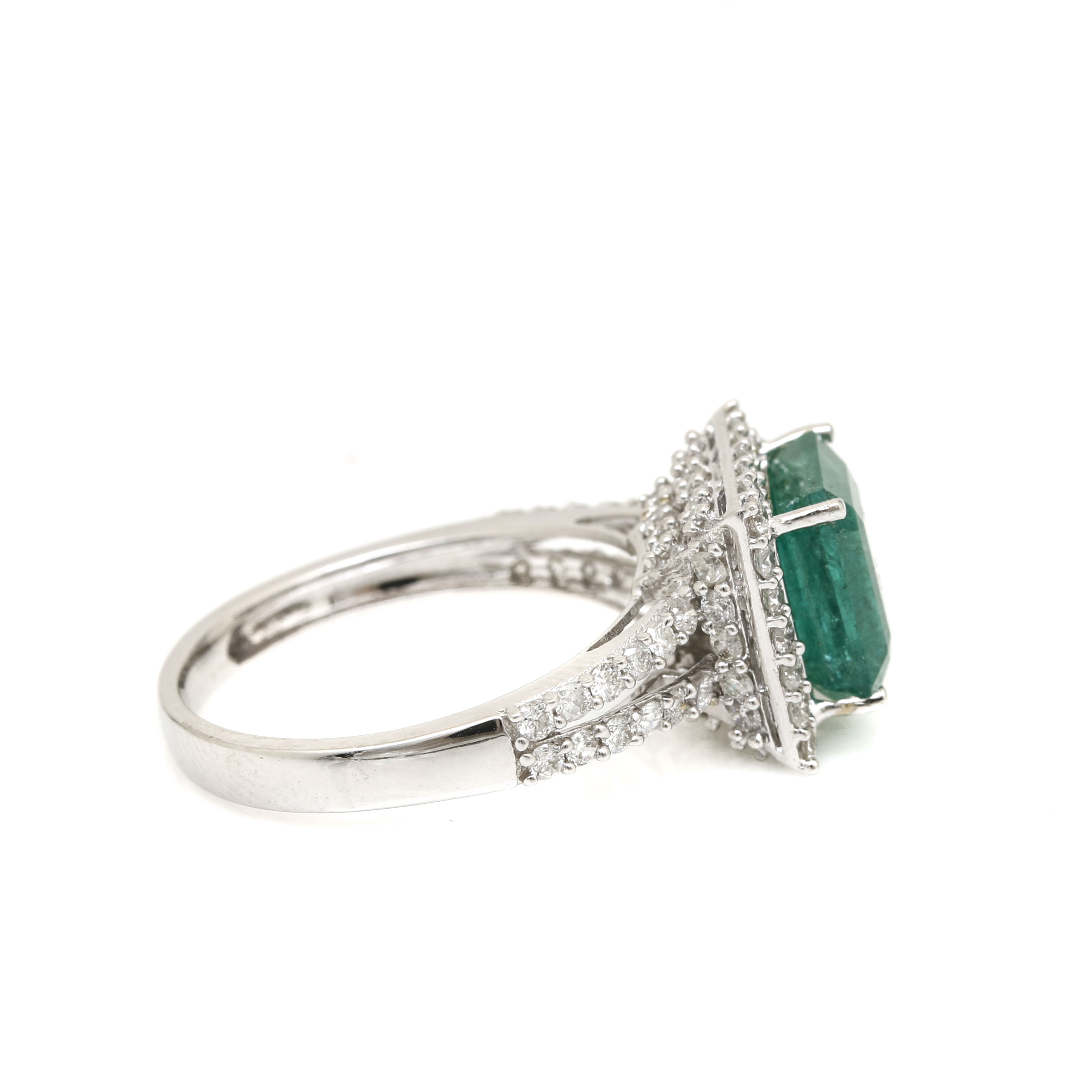 Orianne 14K White Gold Emerald and 0.95 CTW Diamond Ring