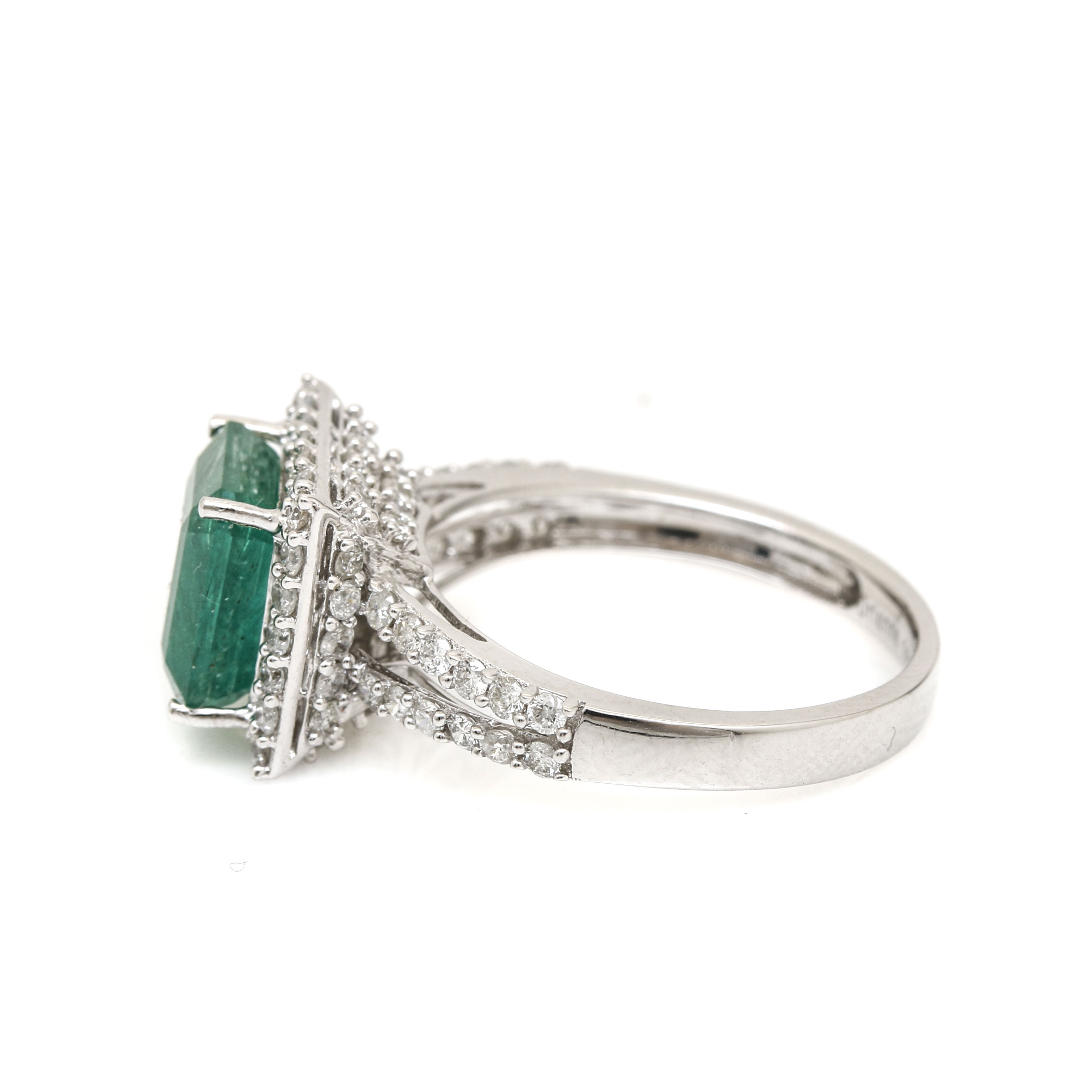 Orianne 14K White Gold Emerald and 0.95 CTW Diamond Ring