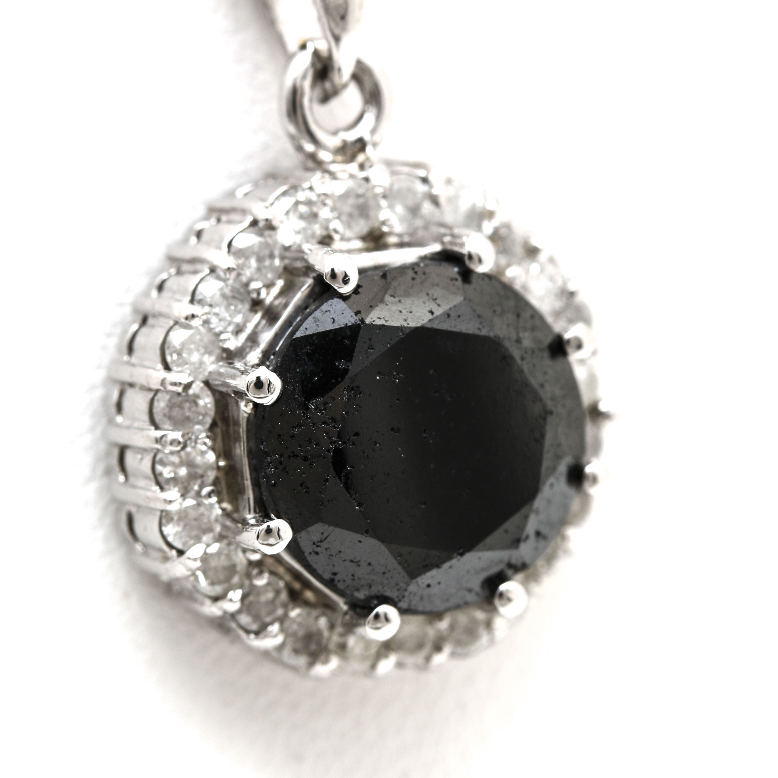 14K White Gold 7.05 CT Black Diamond and 0.96 CTW Diamond Necklace