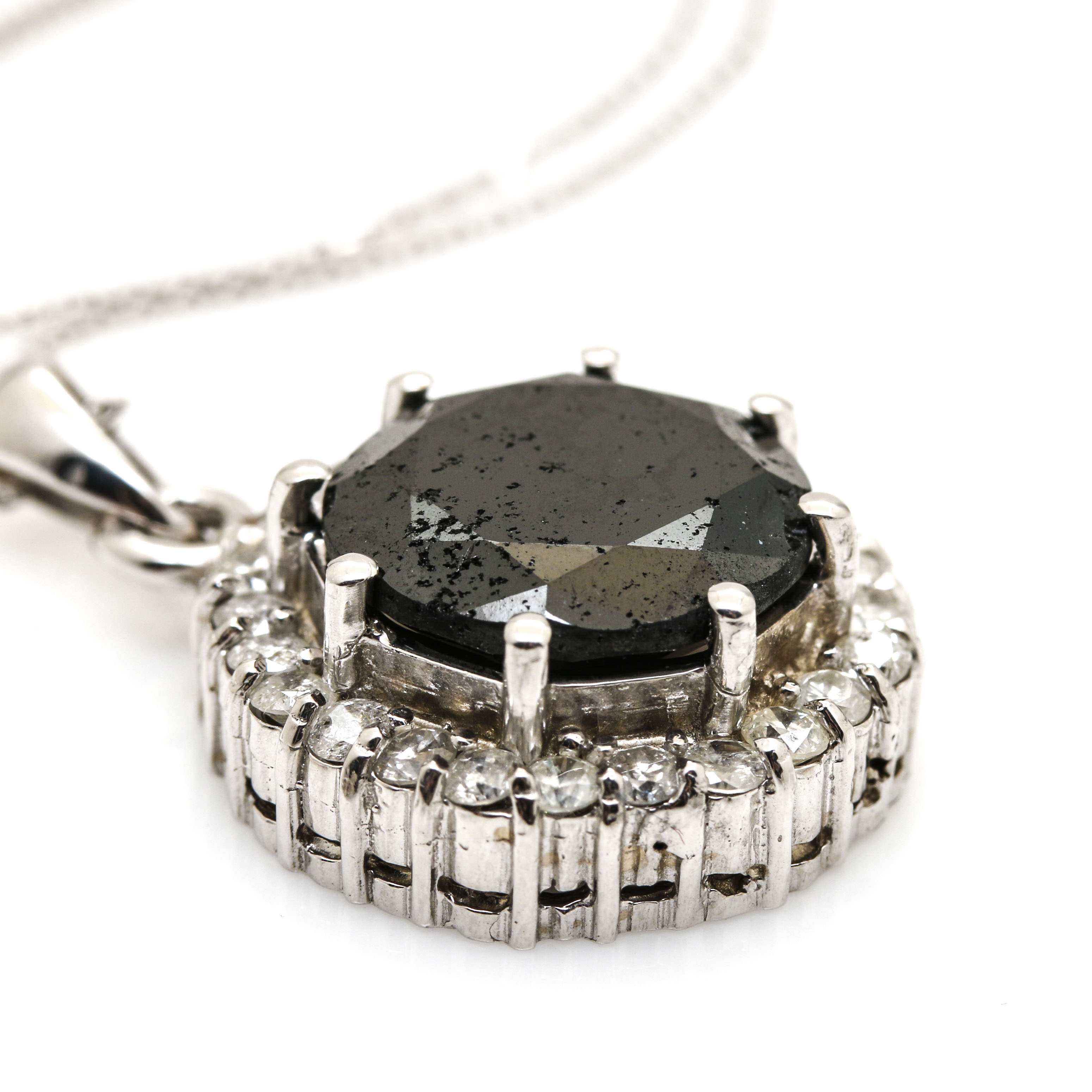 14K White Gold 7.05 CT Black Diamond and 0.96 CTW Diamond Necklace