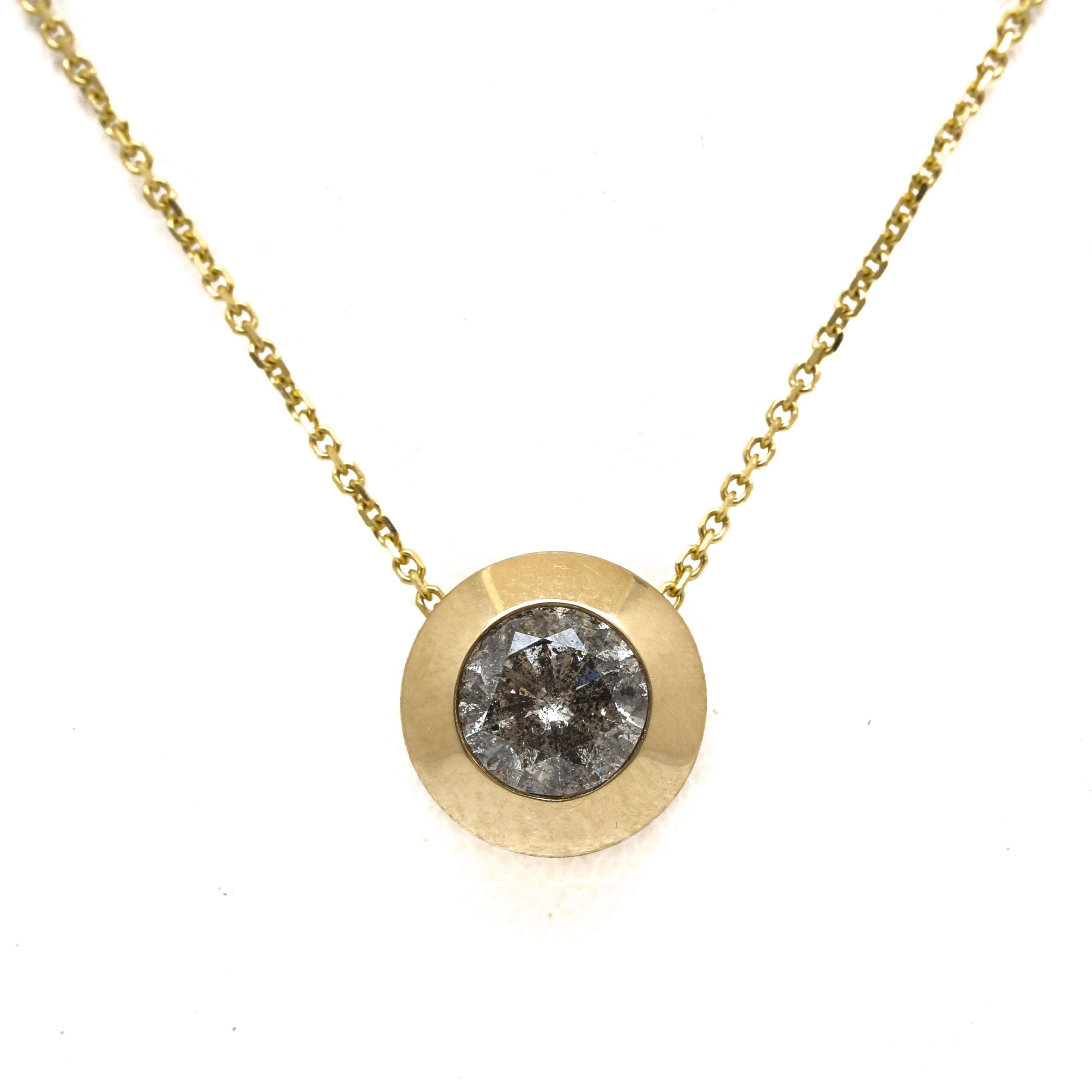 14K Yellow Gold Bezel Set Diamond Necklace