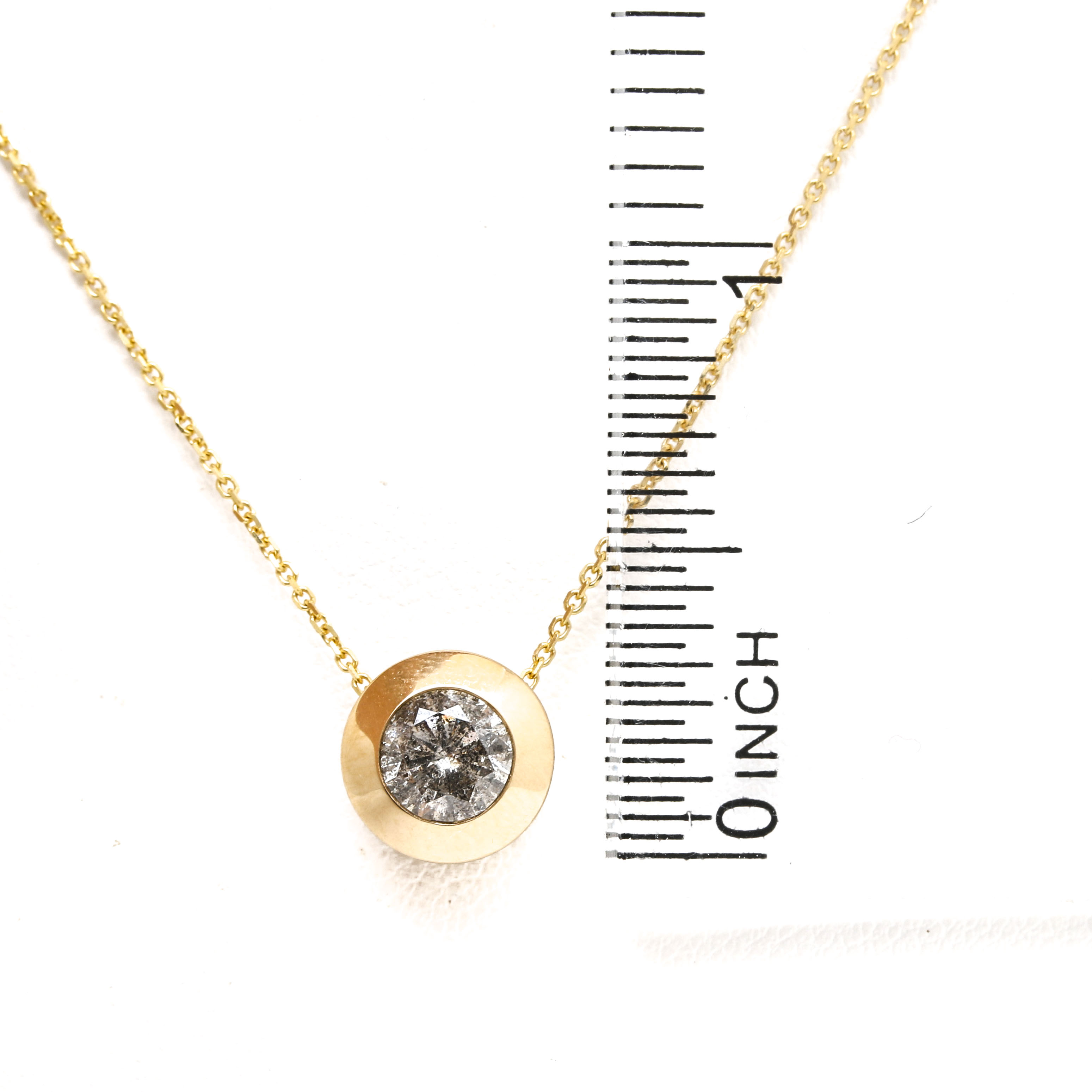 14K Yellow Gold Bezel Set Diamond Necklace