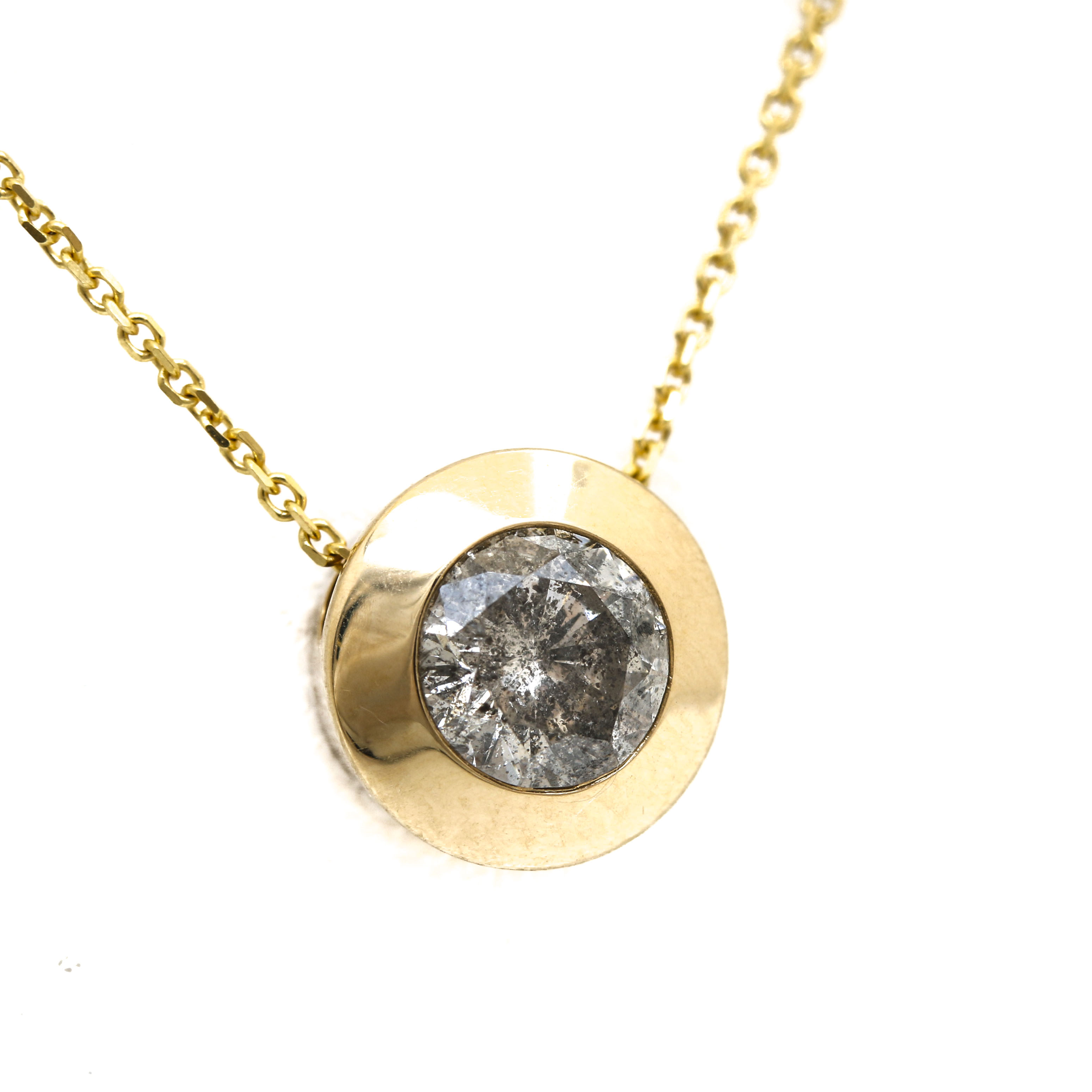 14K Yellow Gold Bezel Set Diamond Necklace