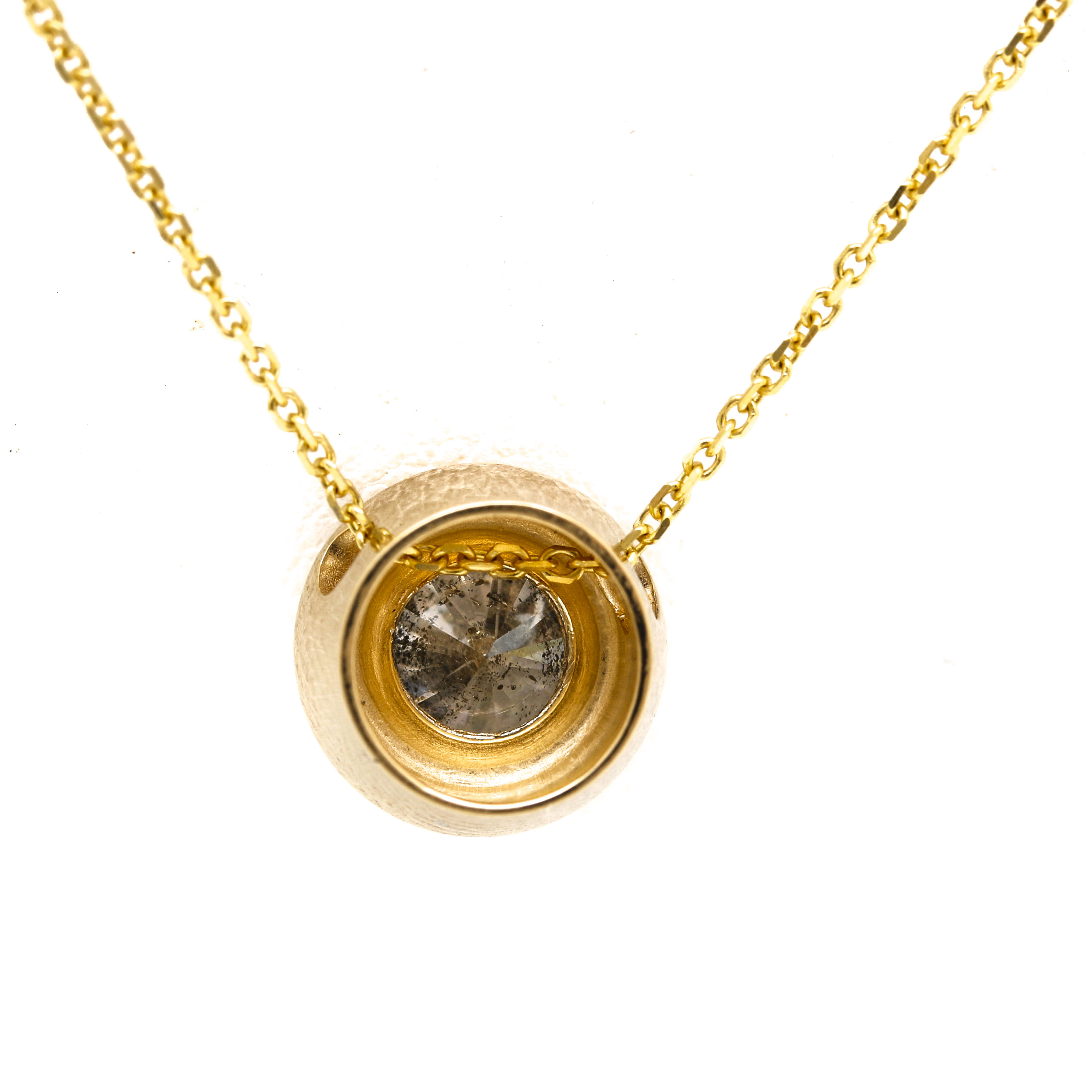 14K Yellow Gold Bezel Set Diamond Necklace