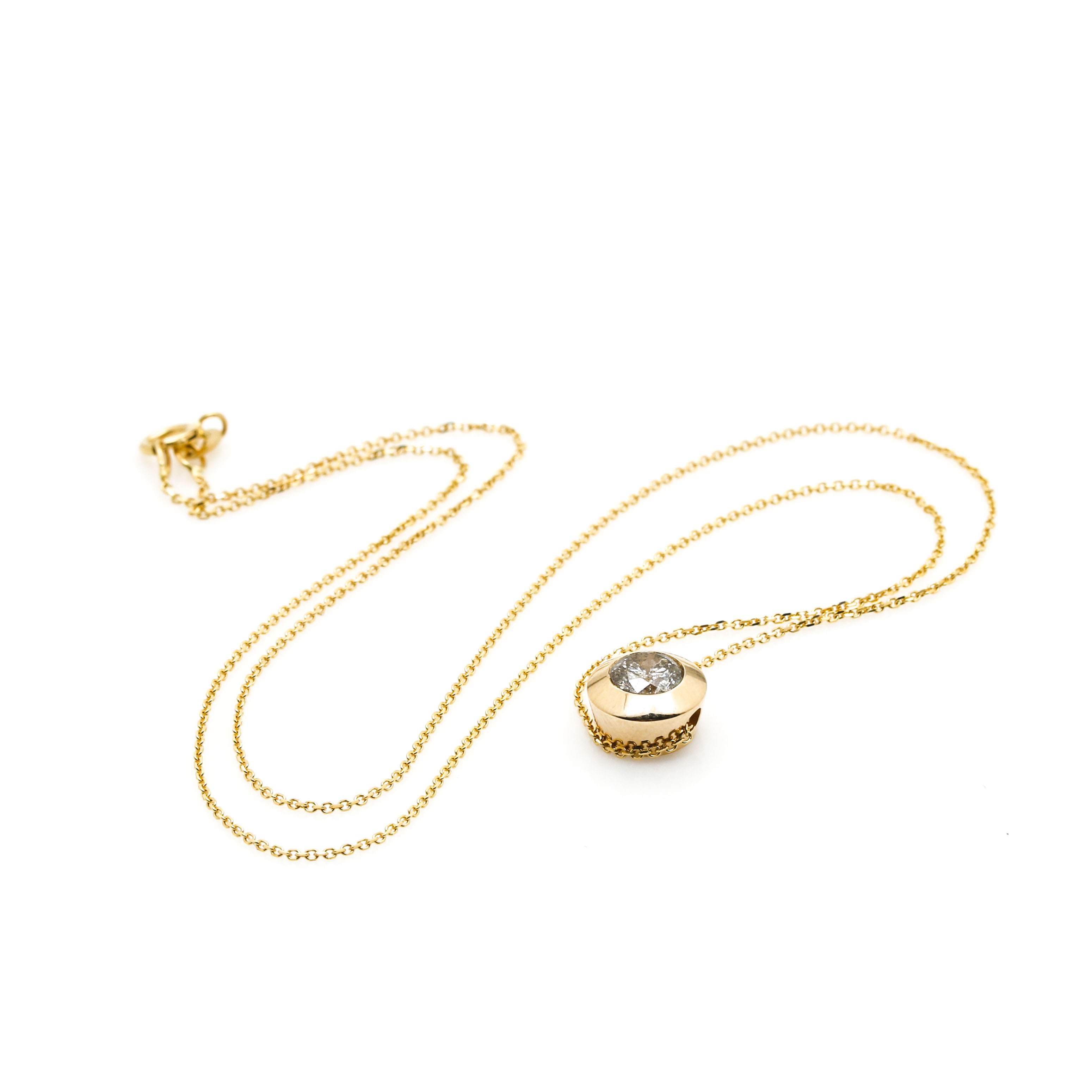 14K Yellow Gold Bezel Set Diamond Necklace