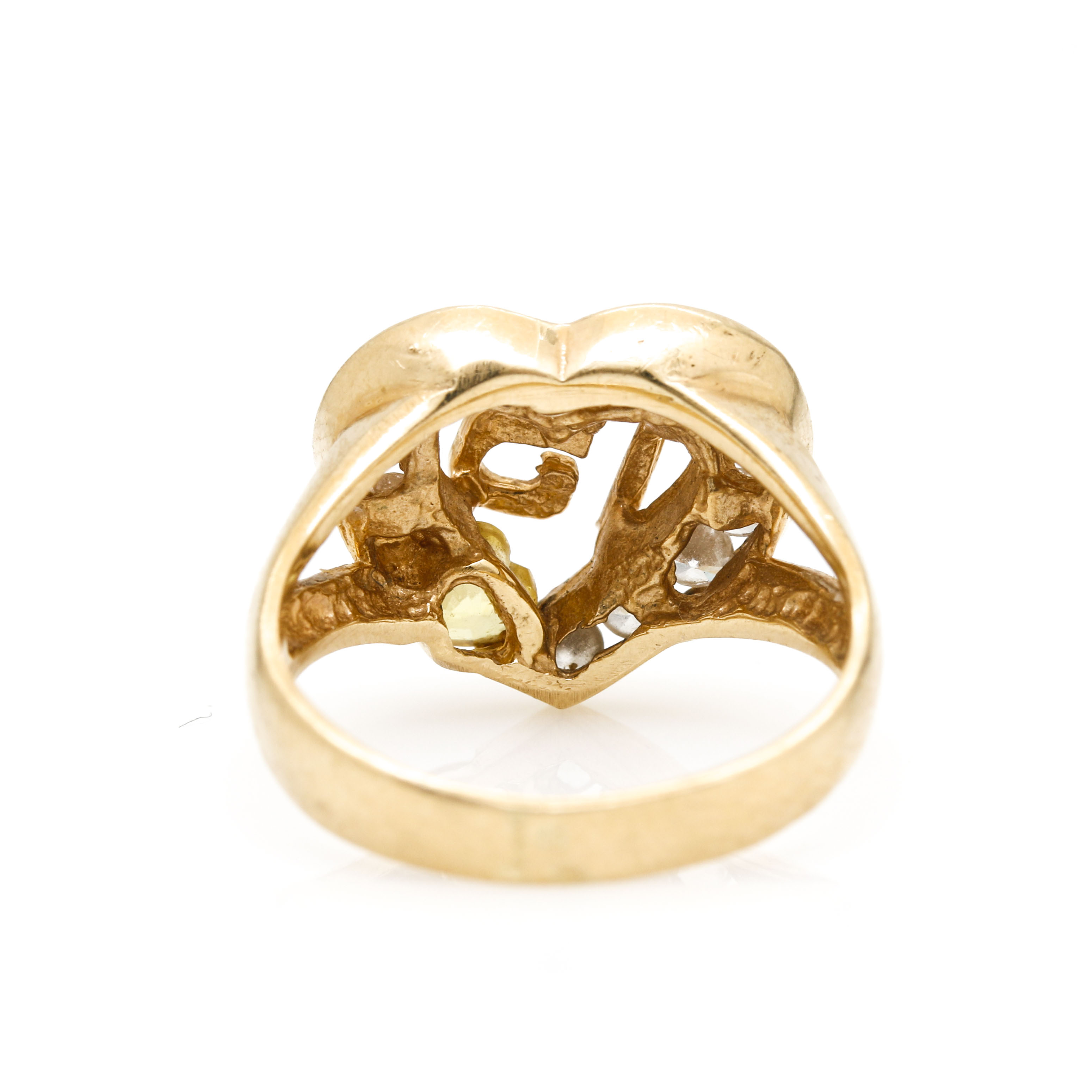 14K Yellow Gold Cubic Zirconia Sweet 15 Heart Ring