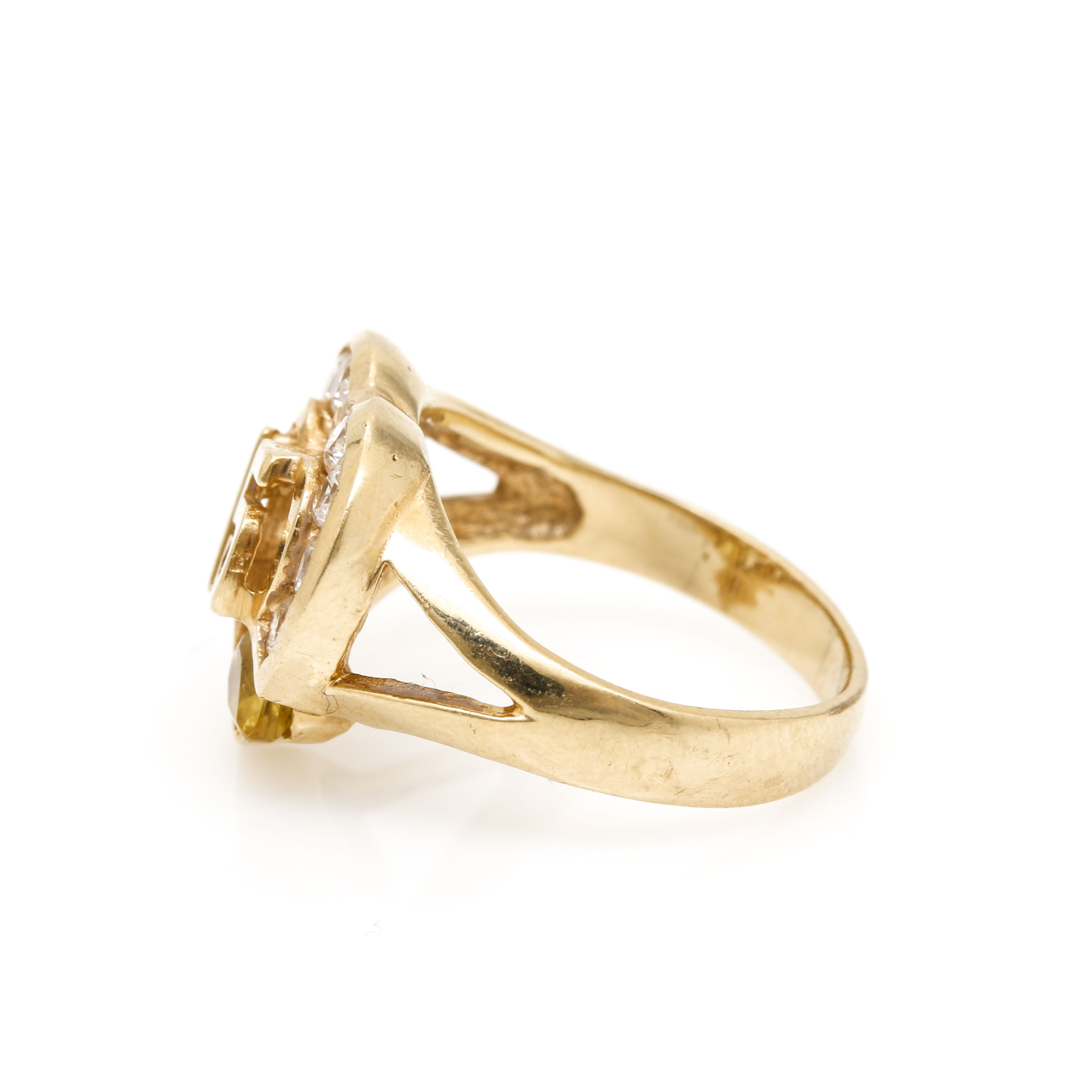 14K Yellow Gold Cubic Zirconia Sweet 15 Heart Ring
