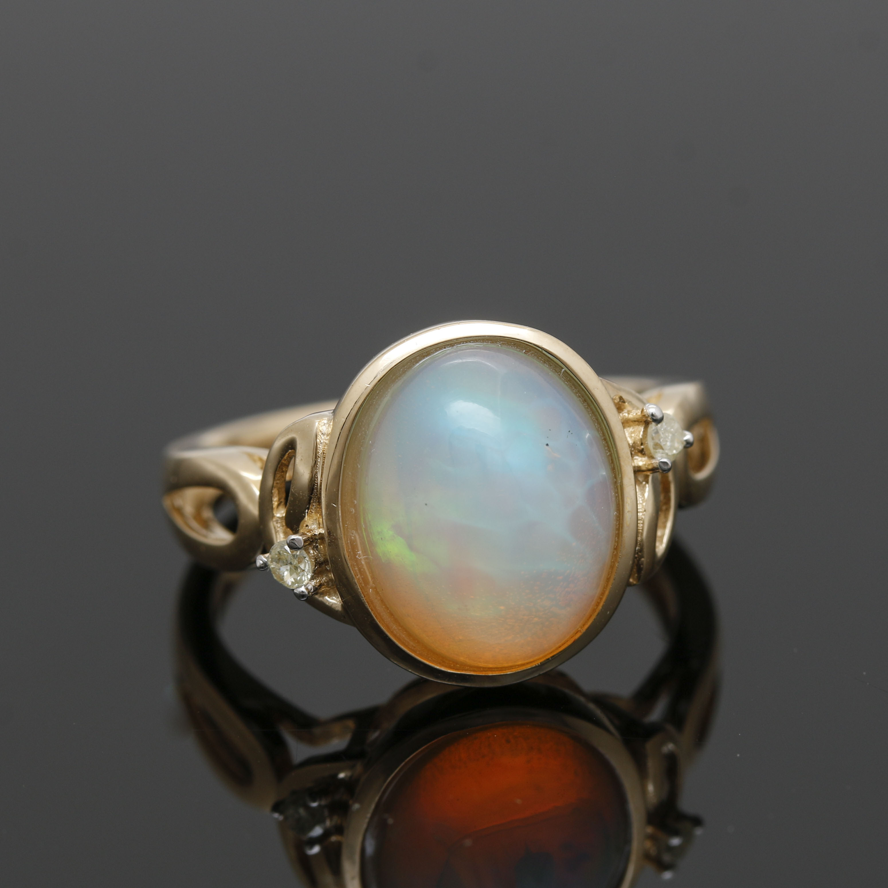 Orianne Collins 14K Yellow Gold Opal and Diamond Ring