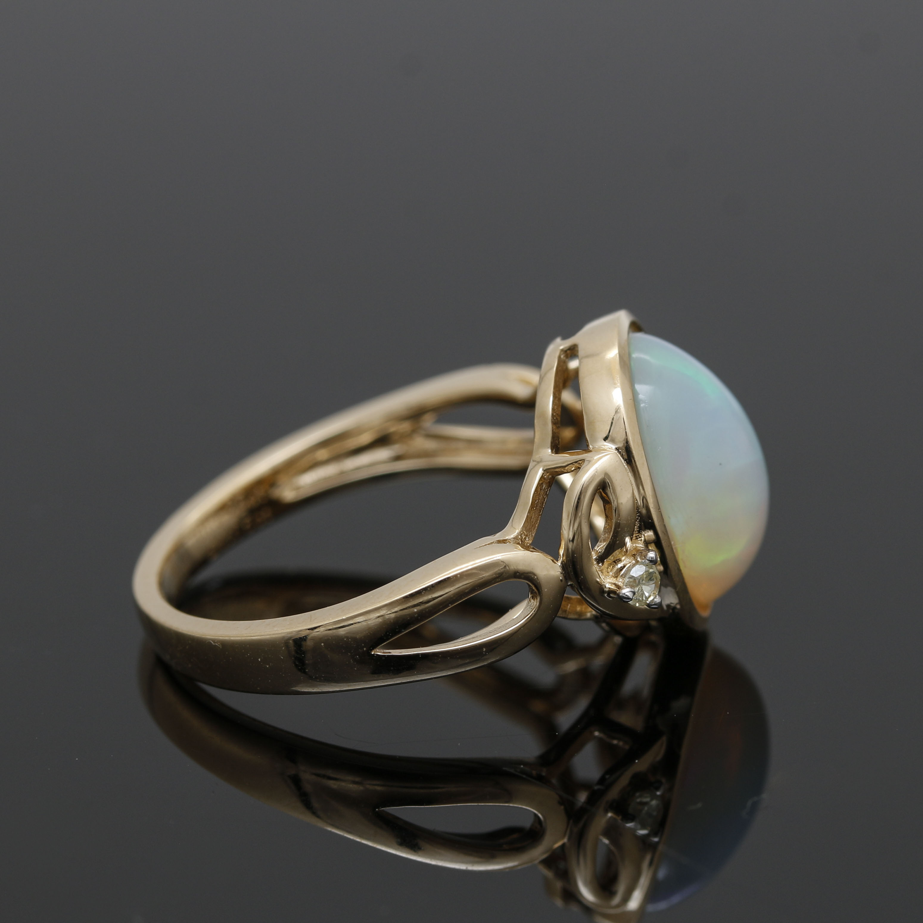 Orianne Collins 14K Yellow Gold Opal and Diamond Ring