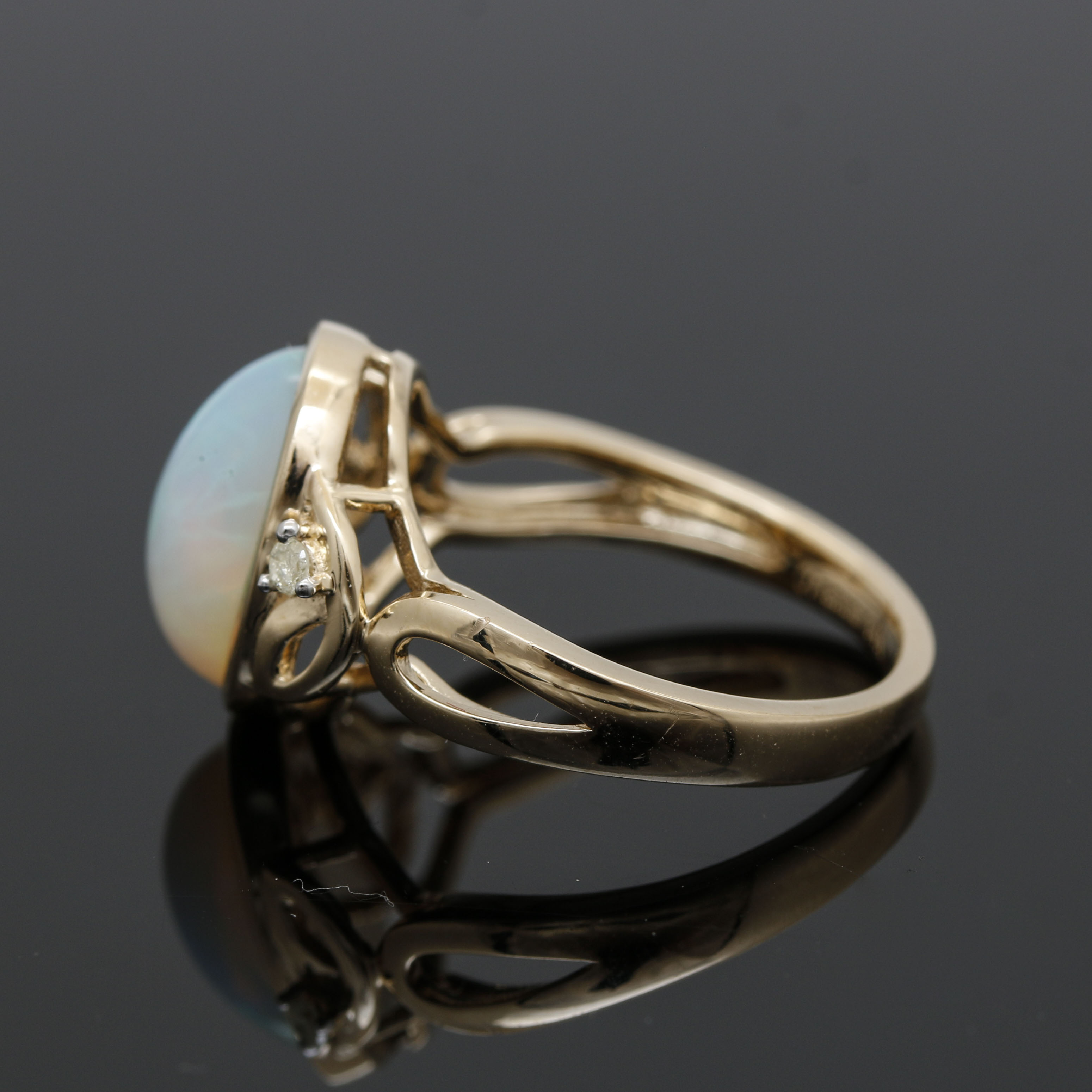 Orianne Collins 14K Yellow Gold Opal and Diamond Ring
