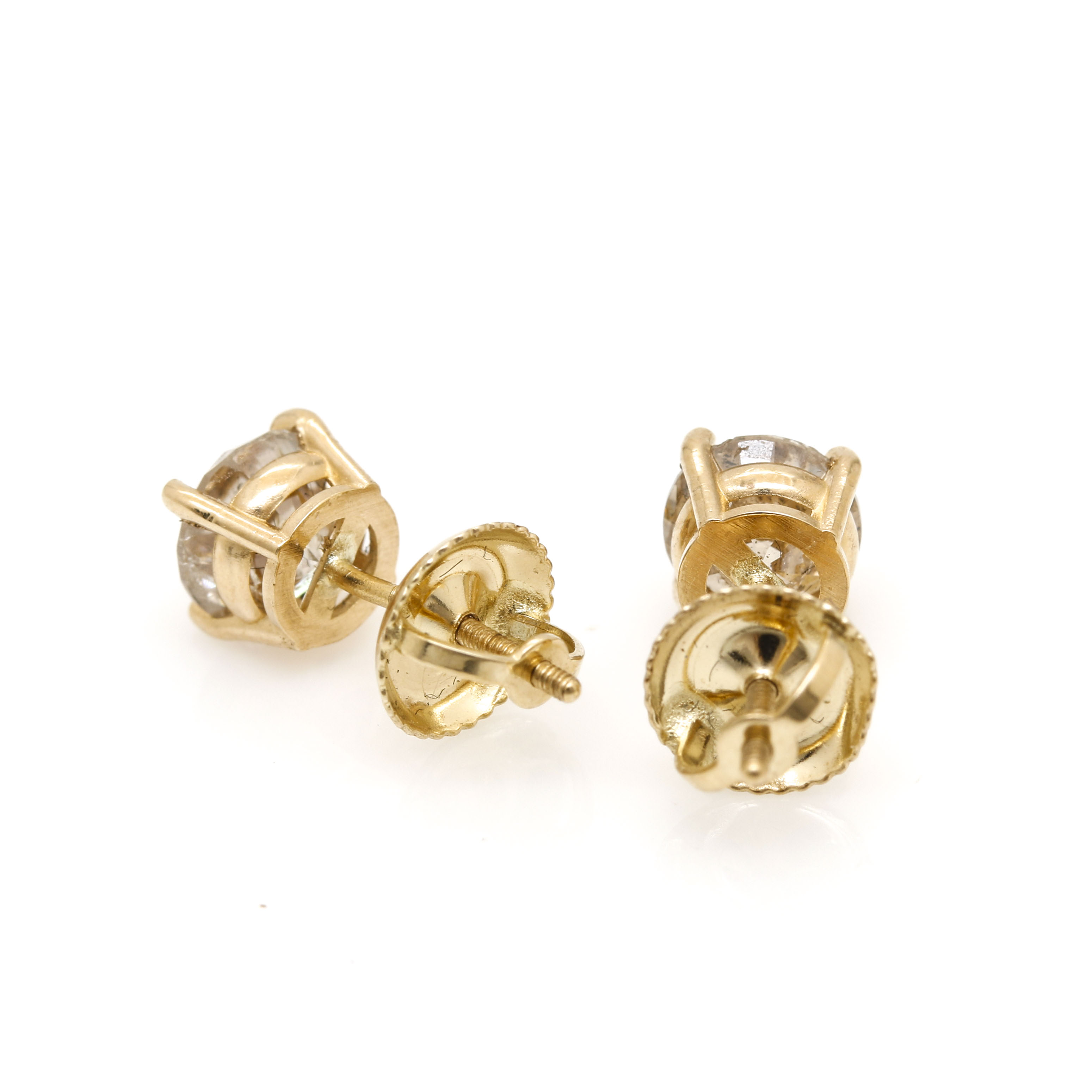 14K Yellow Gold 1.45 CTW Diamond Stud Earrings