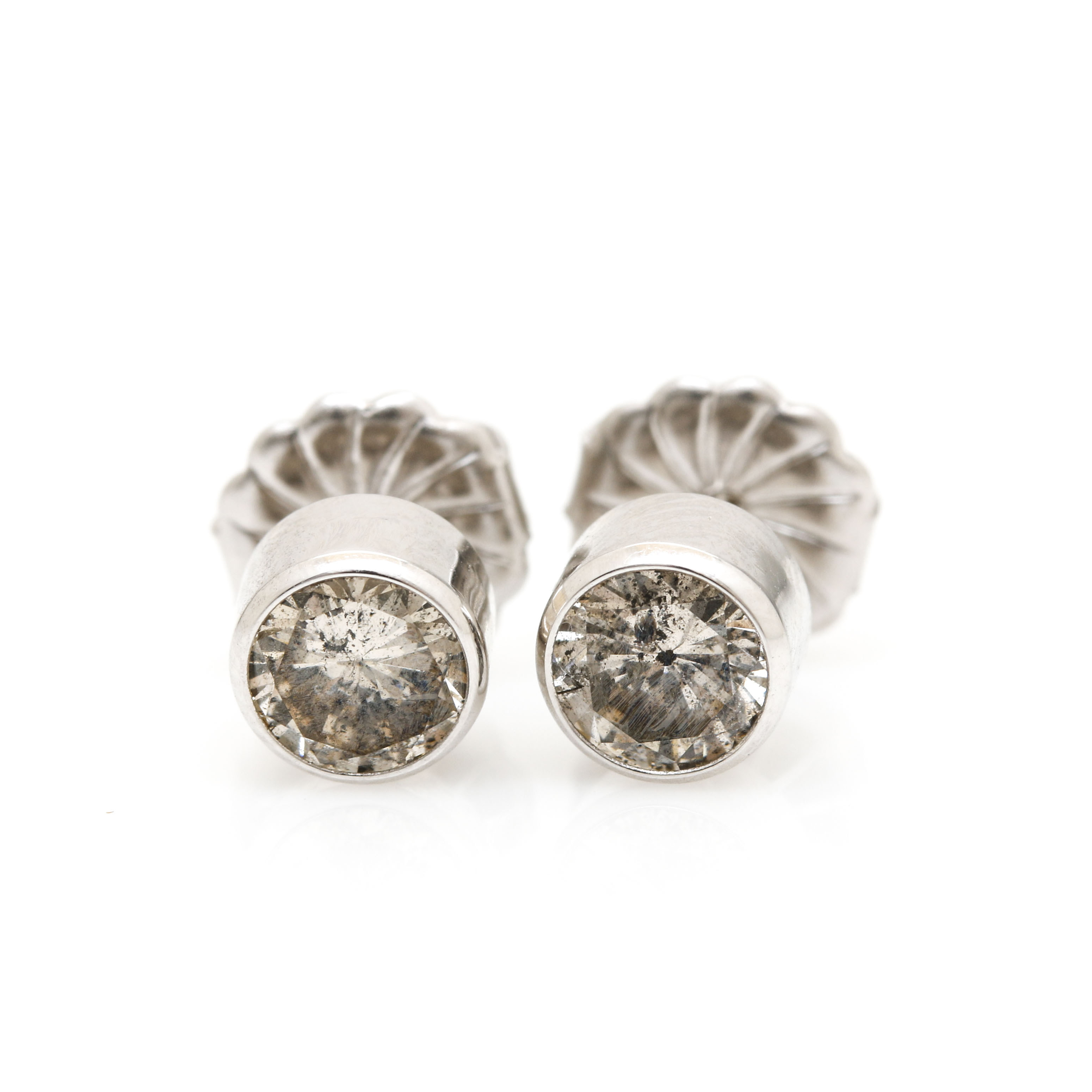 14K White Gold Diamond Stud Earrings