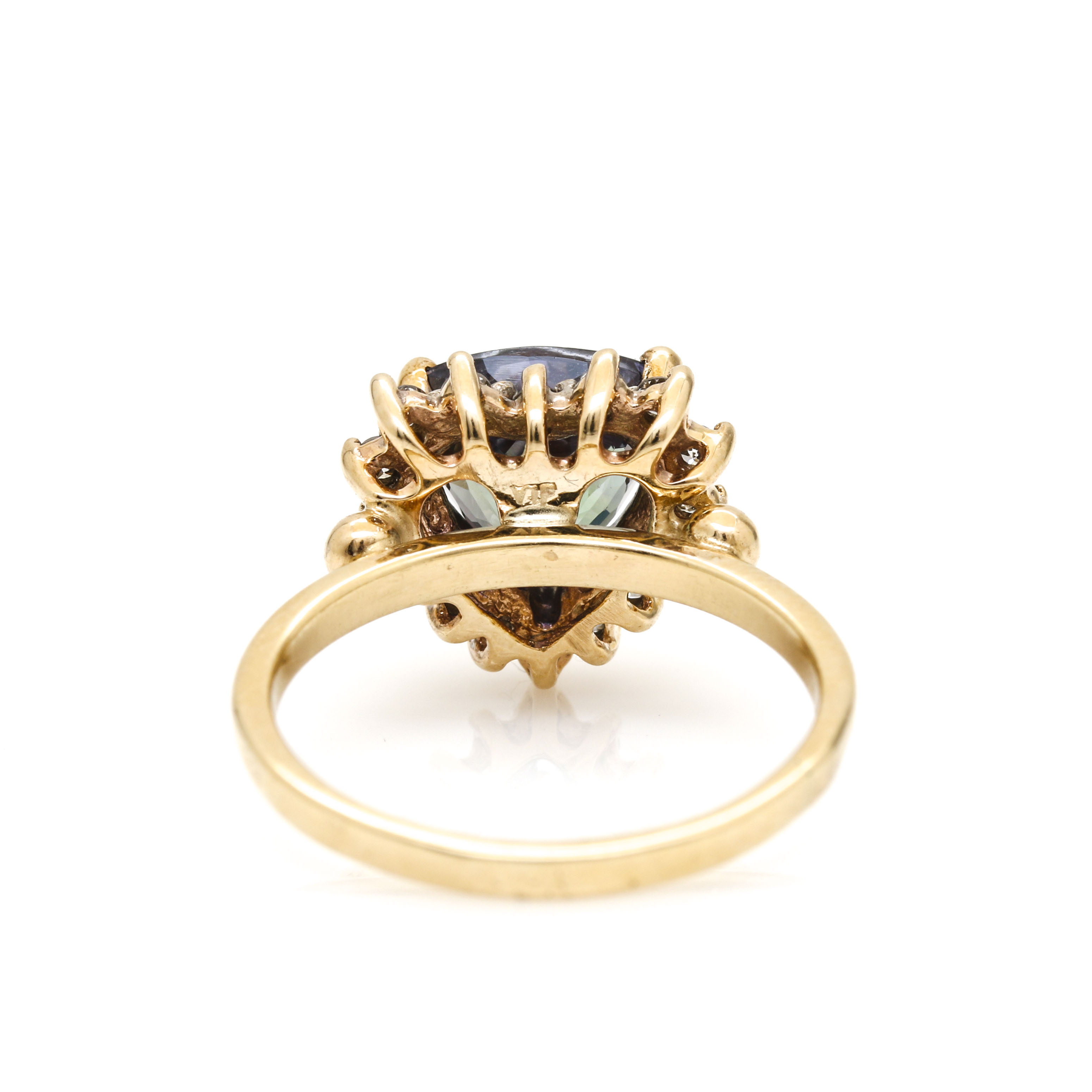 14K Yellow Gold Zoisite and Diamond Ring
