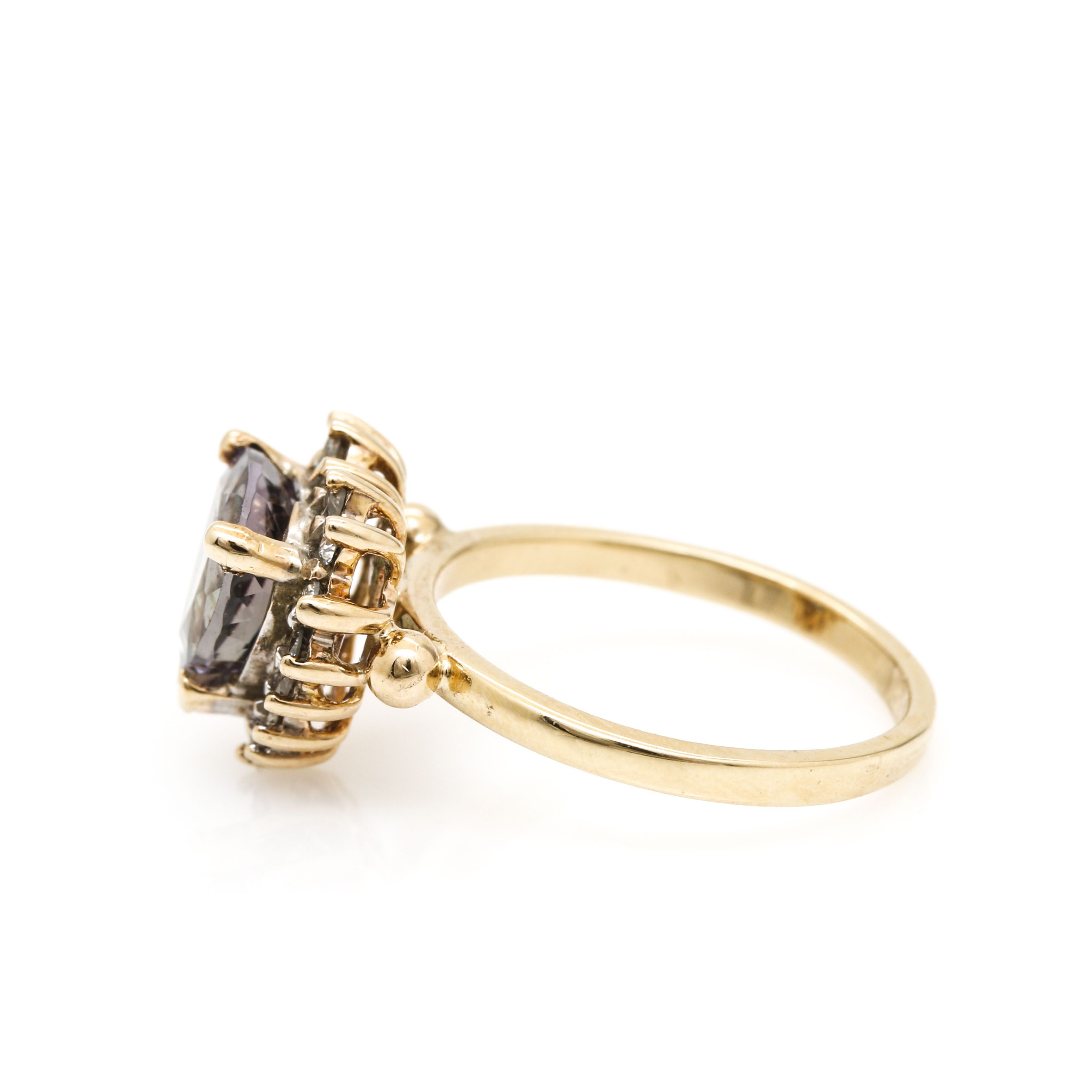 14K Yellow Gold Zoisite and Diamond Ring