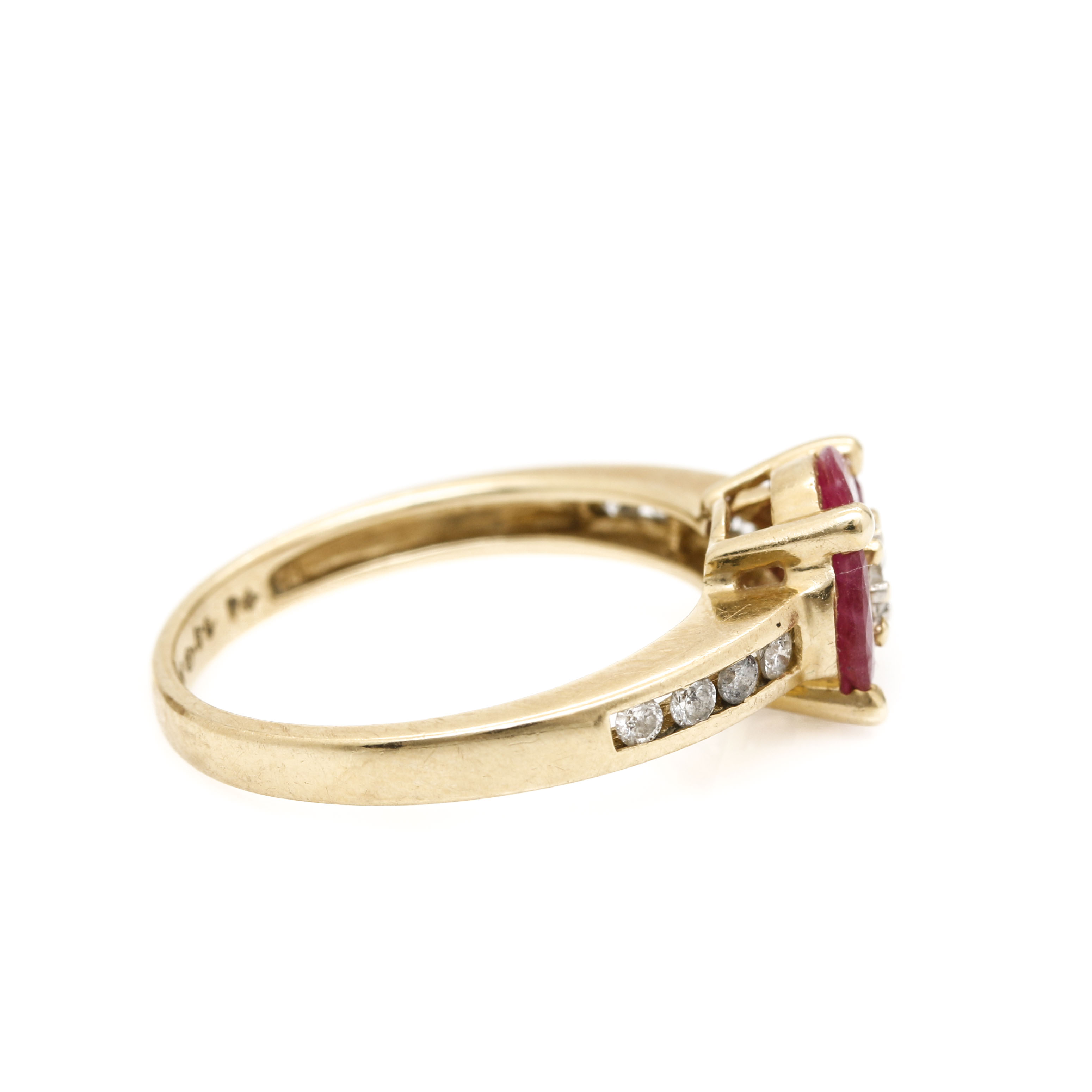 14K Yellow Gold Diamond and Ruby Ring