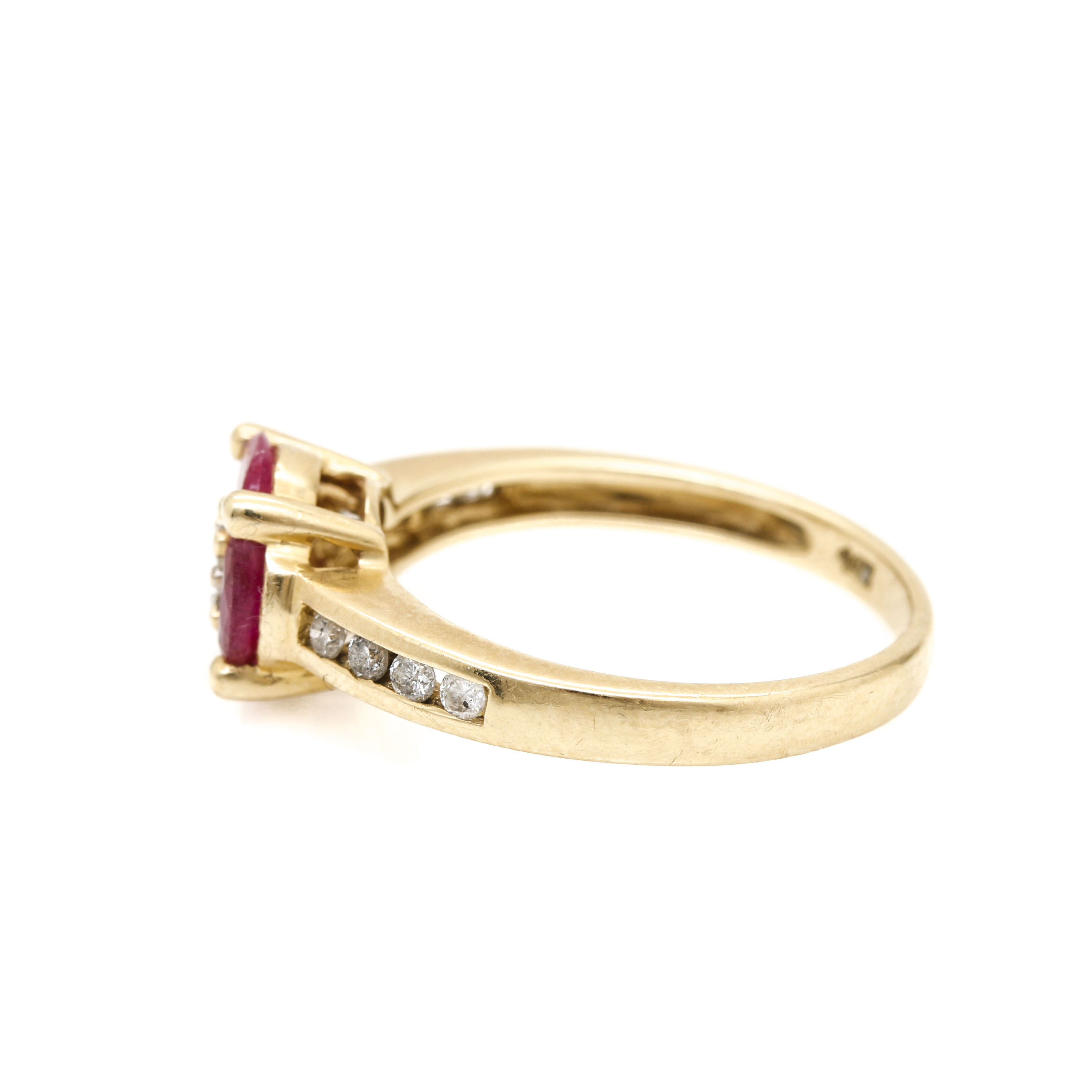14K Yellow Gold Diamond and Ruby Ring