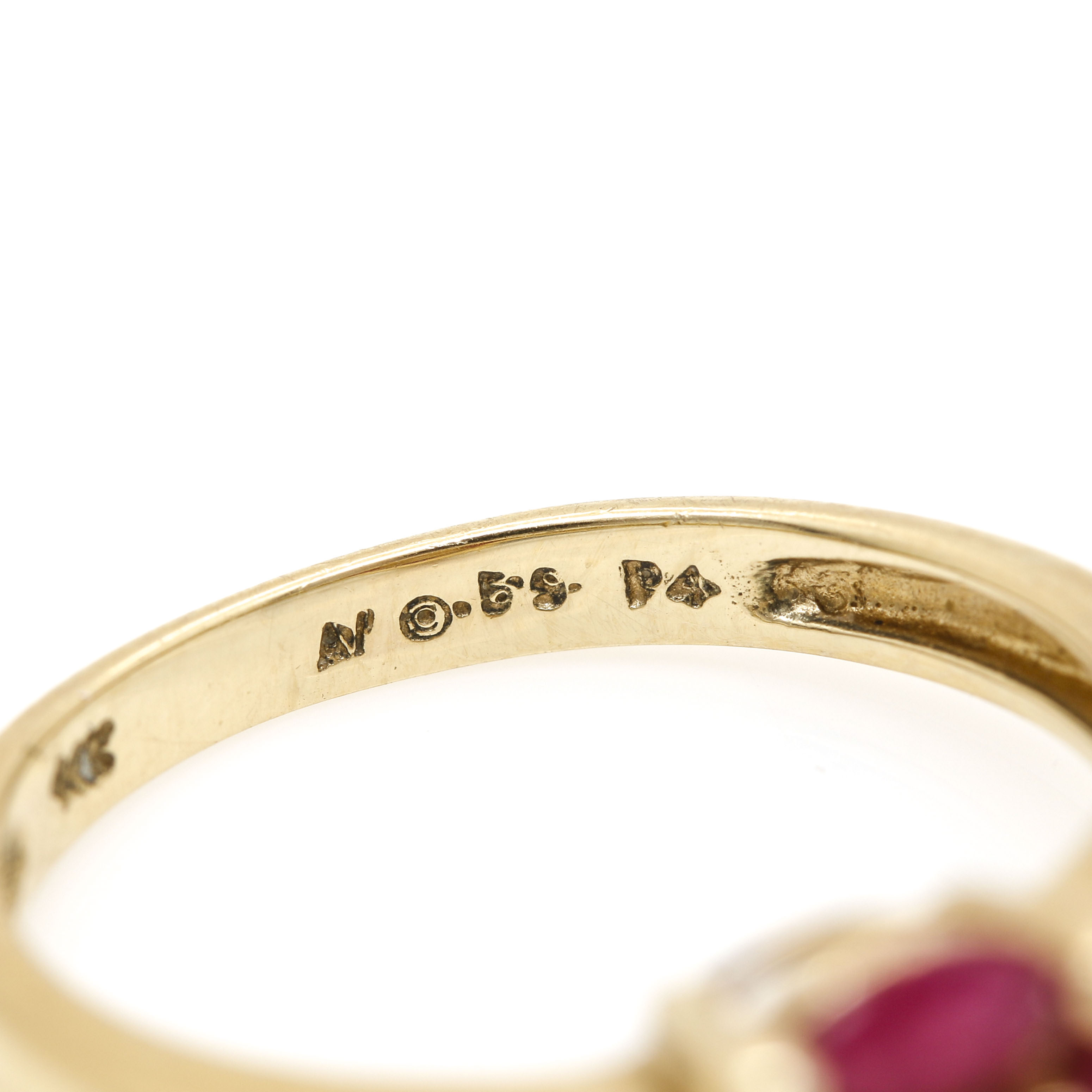 14K Yellow Gold Diamond and Ruby Ring