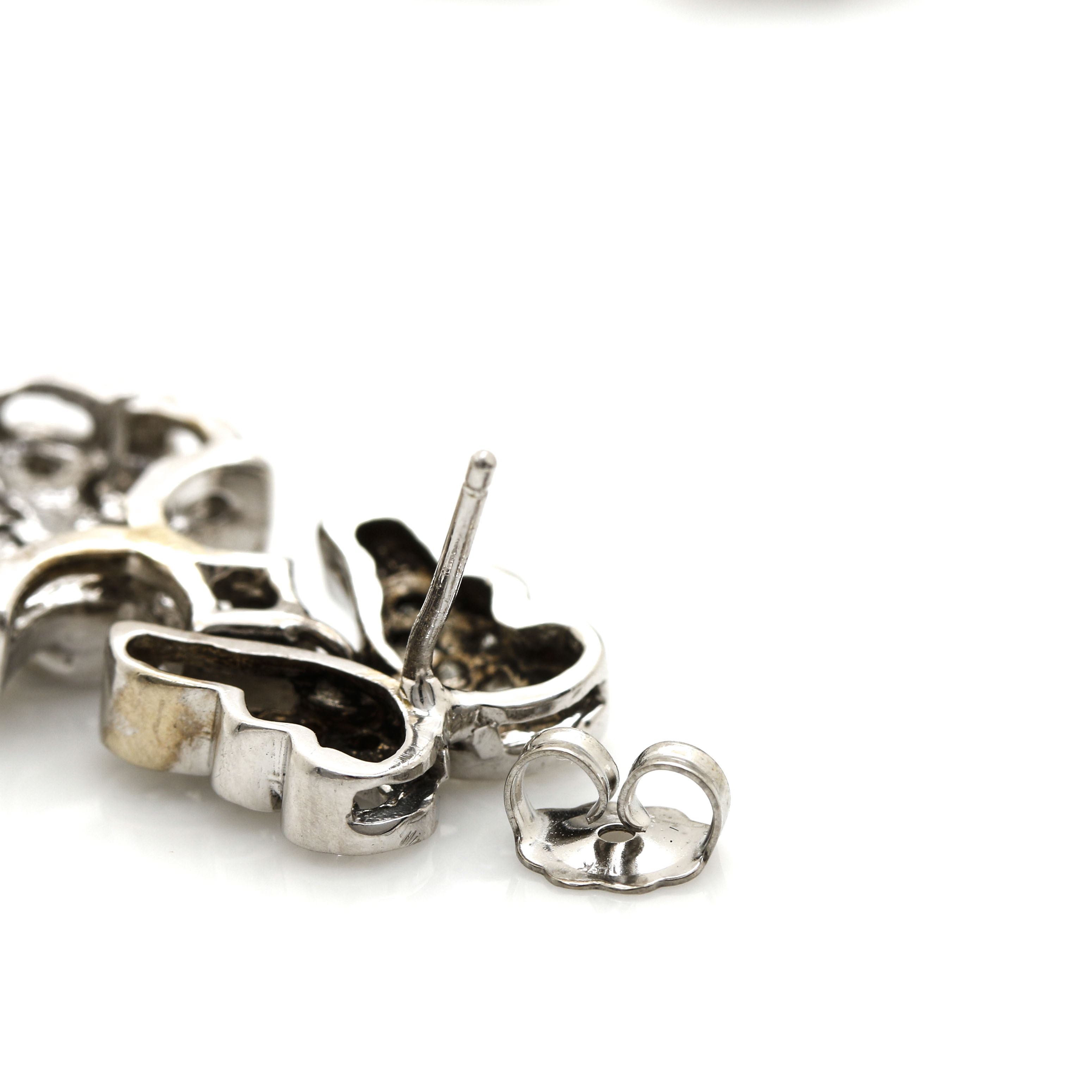 14K White Gold Sapphire and Diamond Earrings