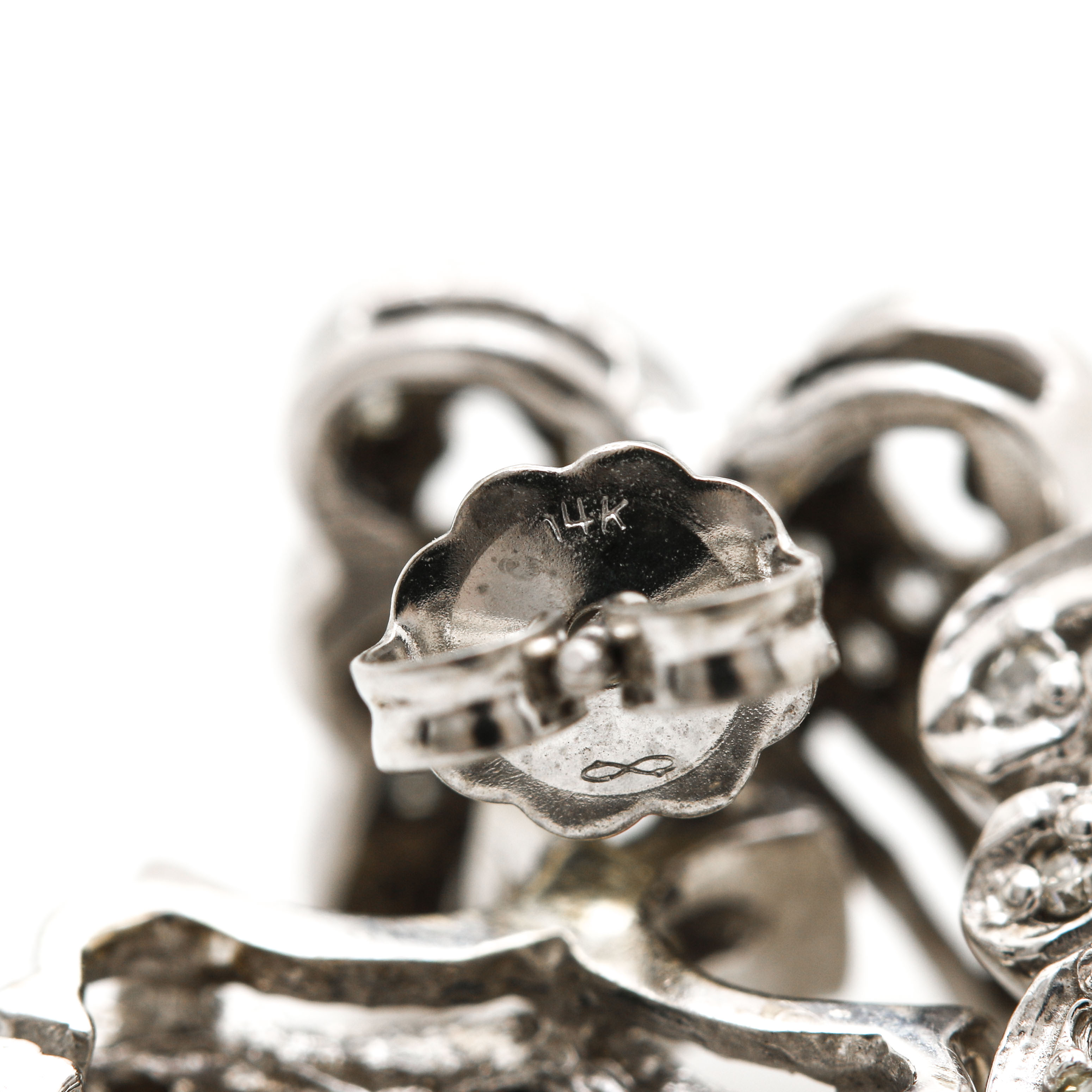 14K White Gold Sapphire and Diamond Earrings