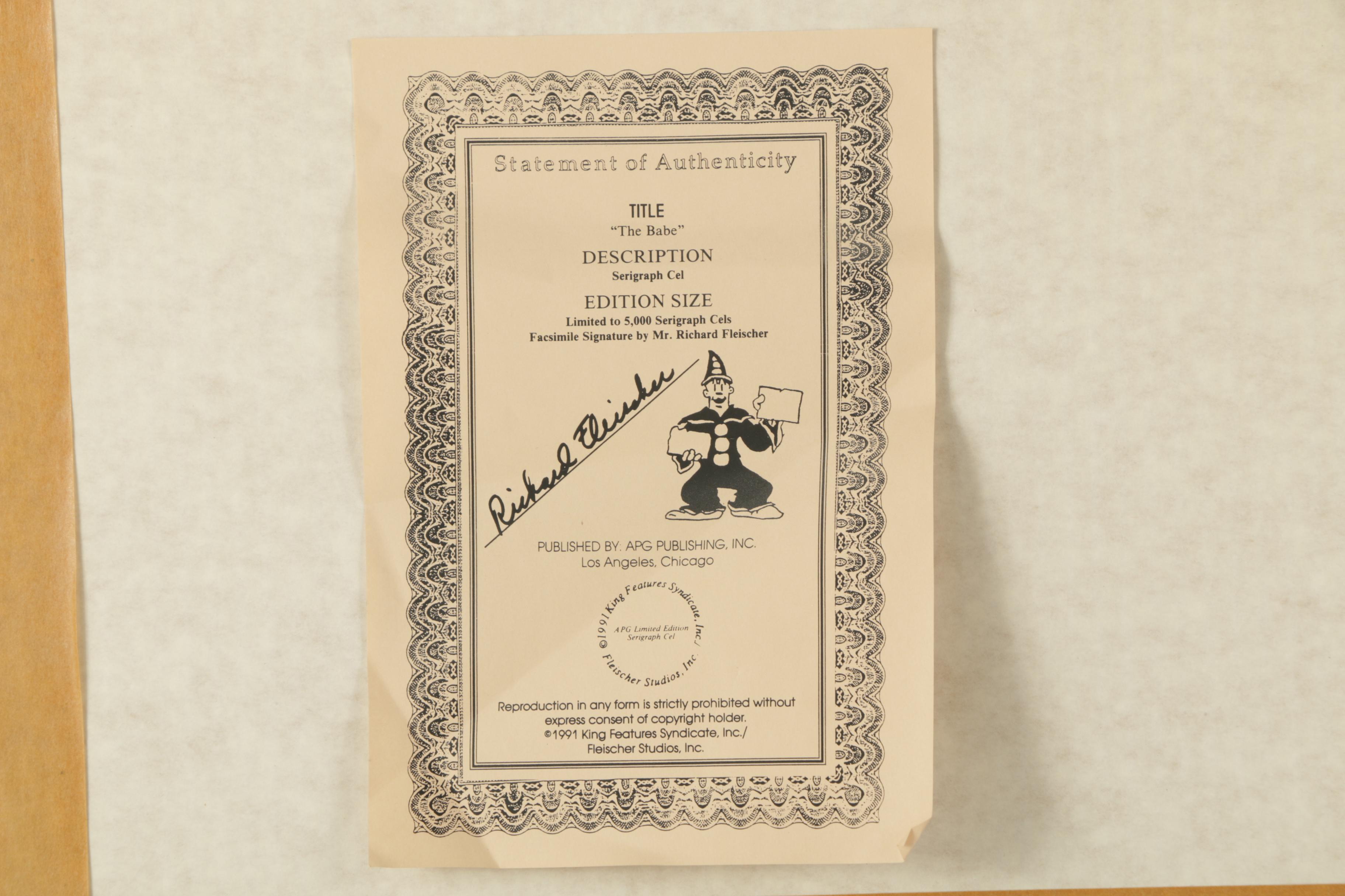 1991 "Betty Boop" Limited Edition Reproduction Animation Cel "The Babe"