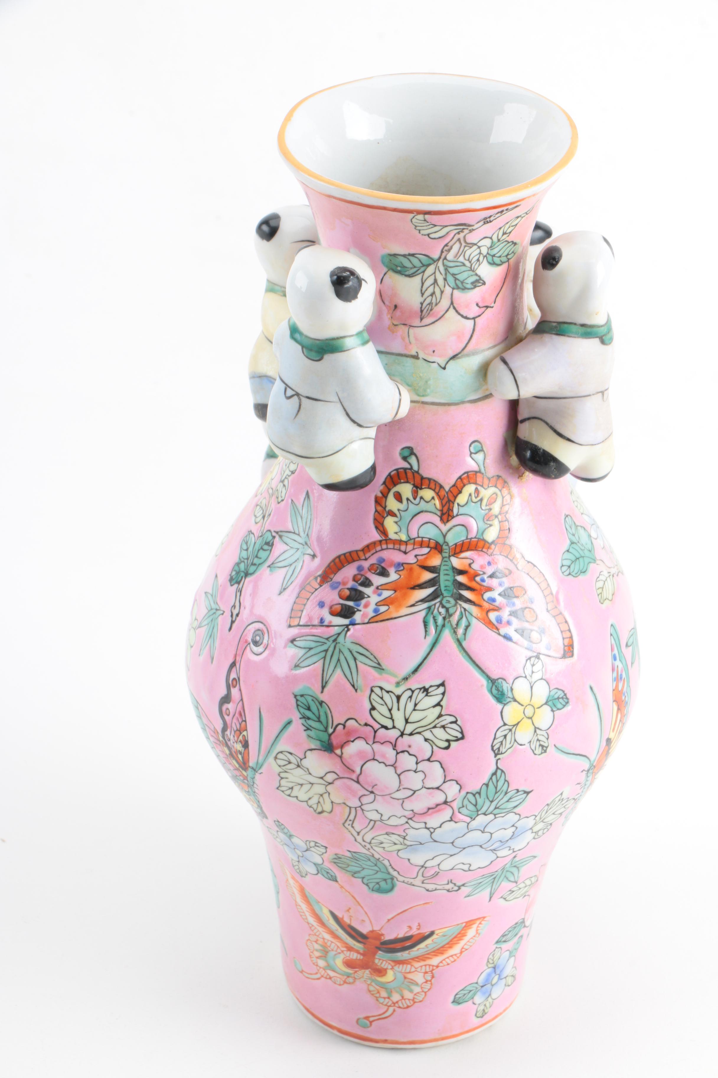 Chinese Enameled Porcelain Fertility and Figural Vases