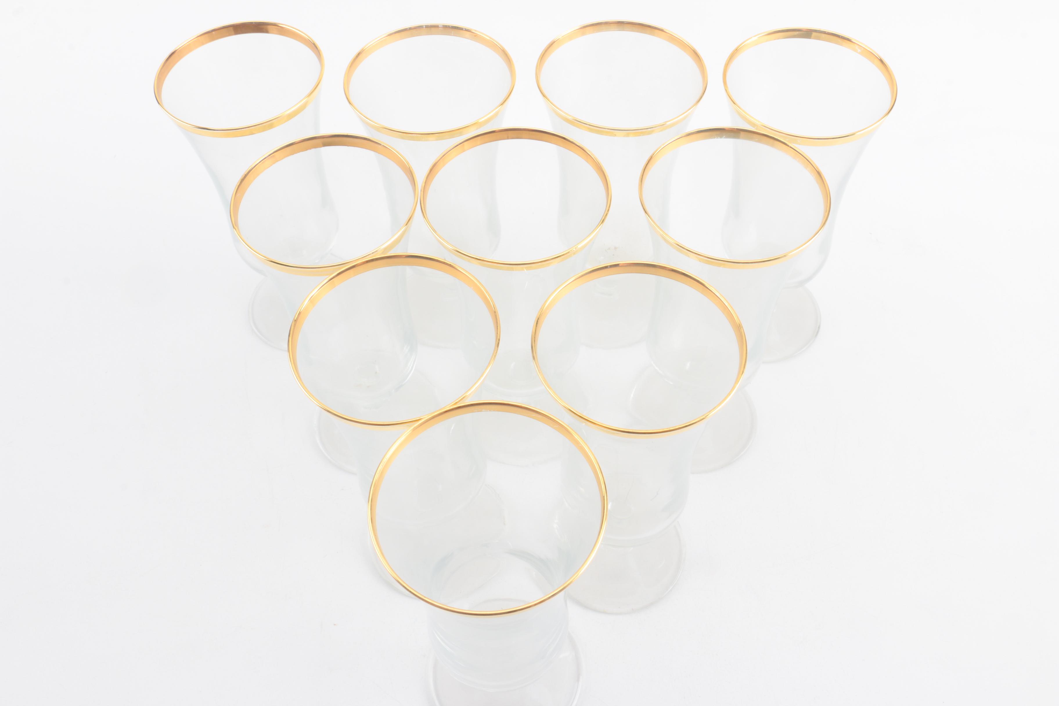 Gold Rimmed Iced Beverage Glasses