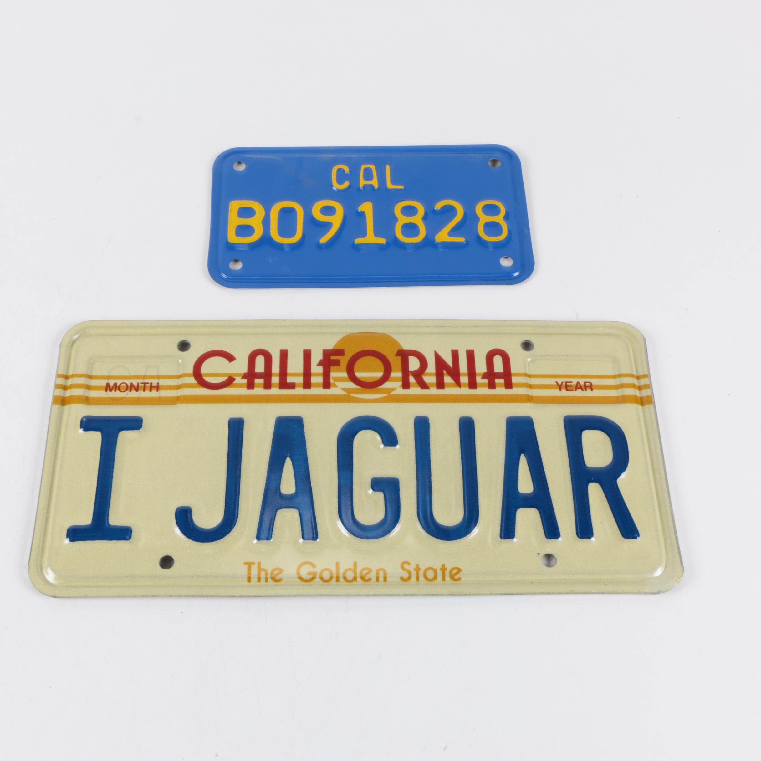 Vintage California License Plates Including Blue/Yellow And Sun Graphic