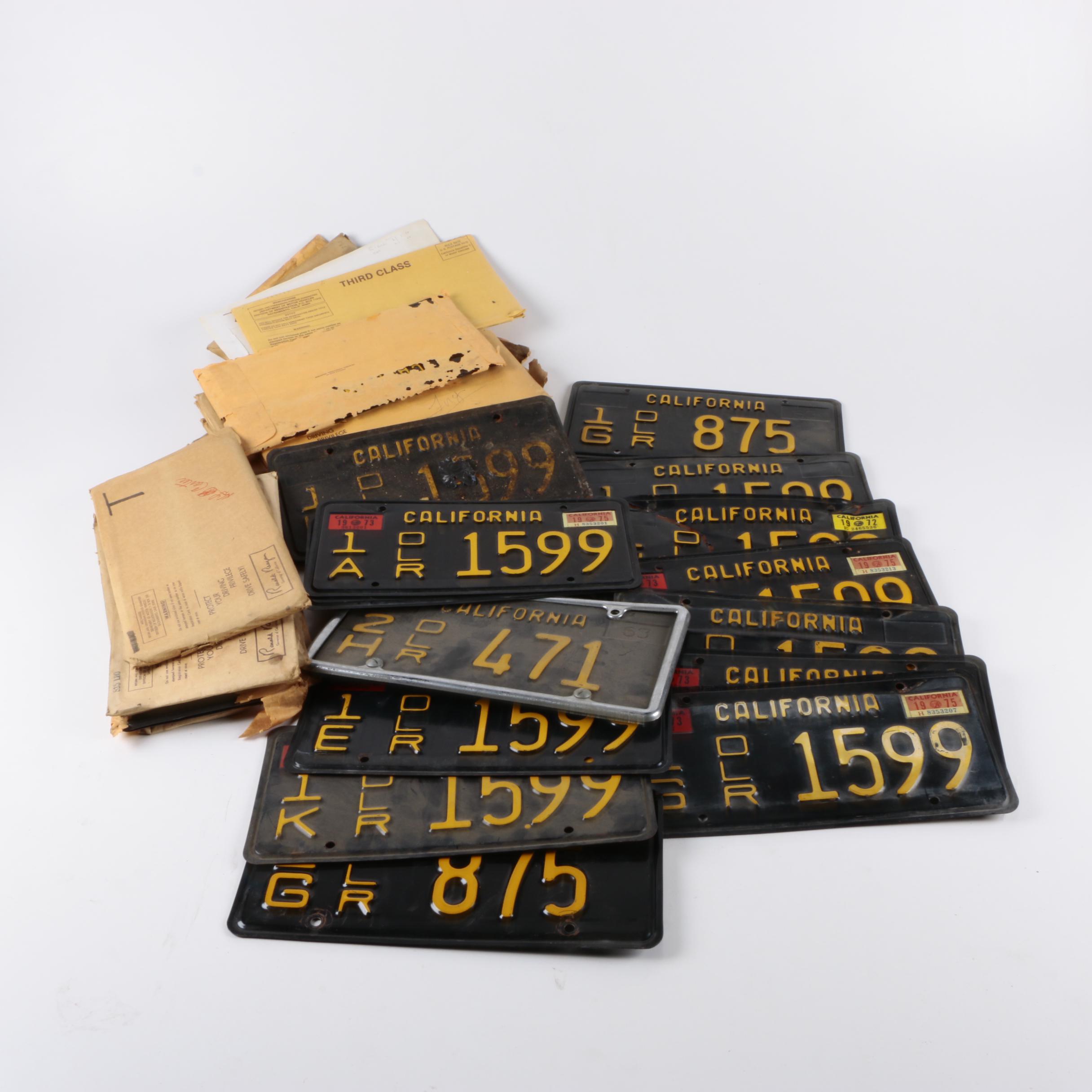 Vintage California Black And Yellow License Plates