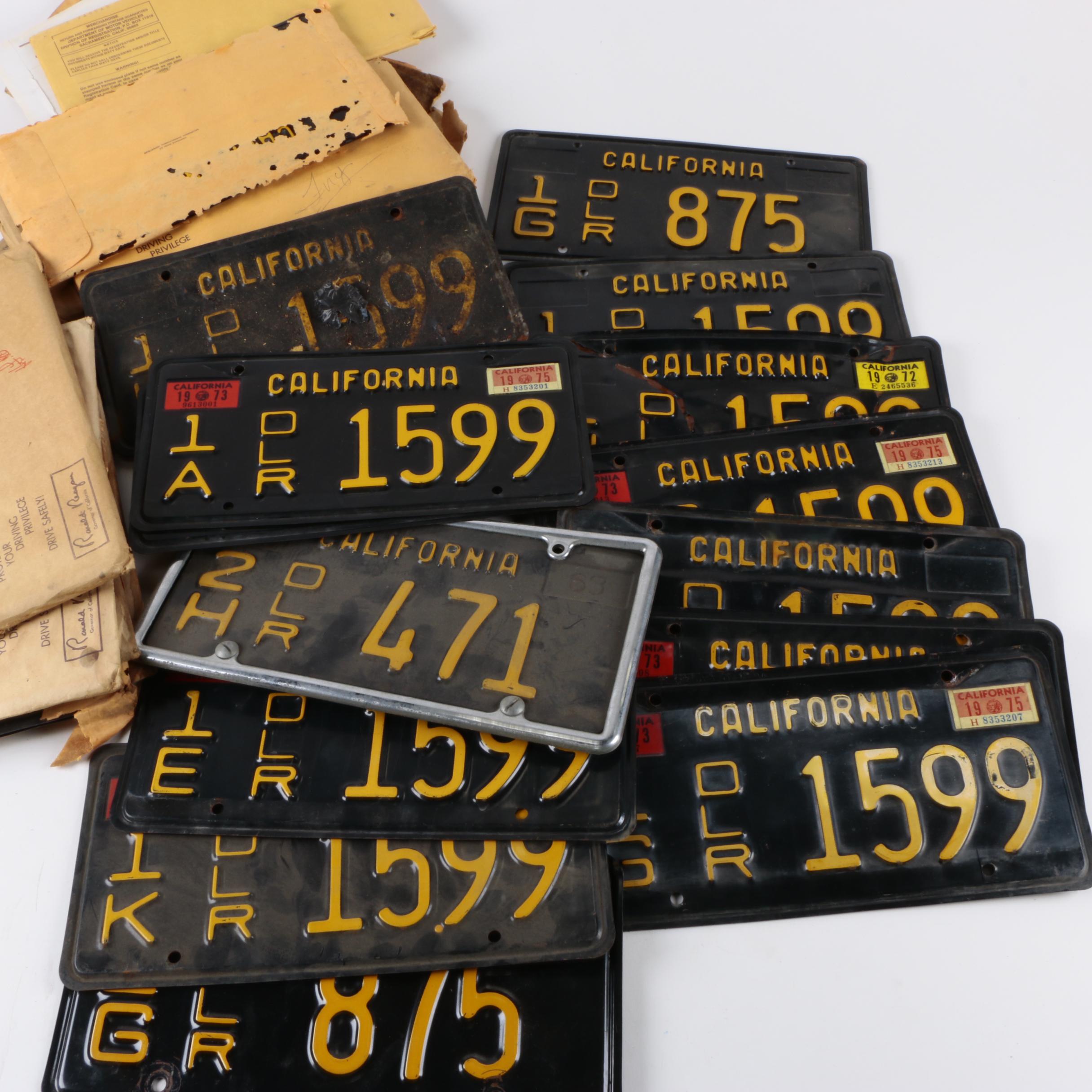 Vintage California Black And Yellow License Plates