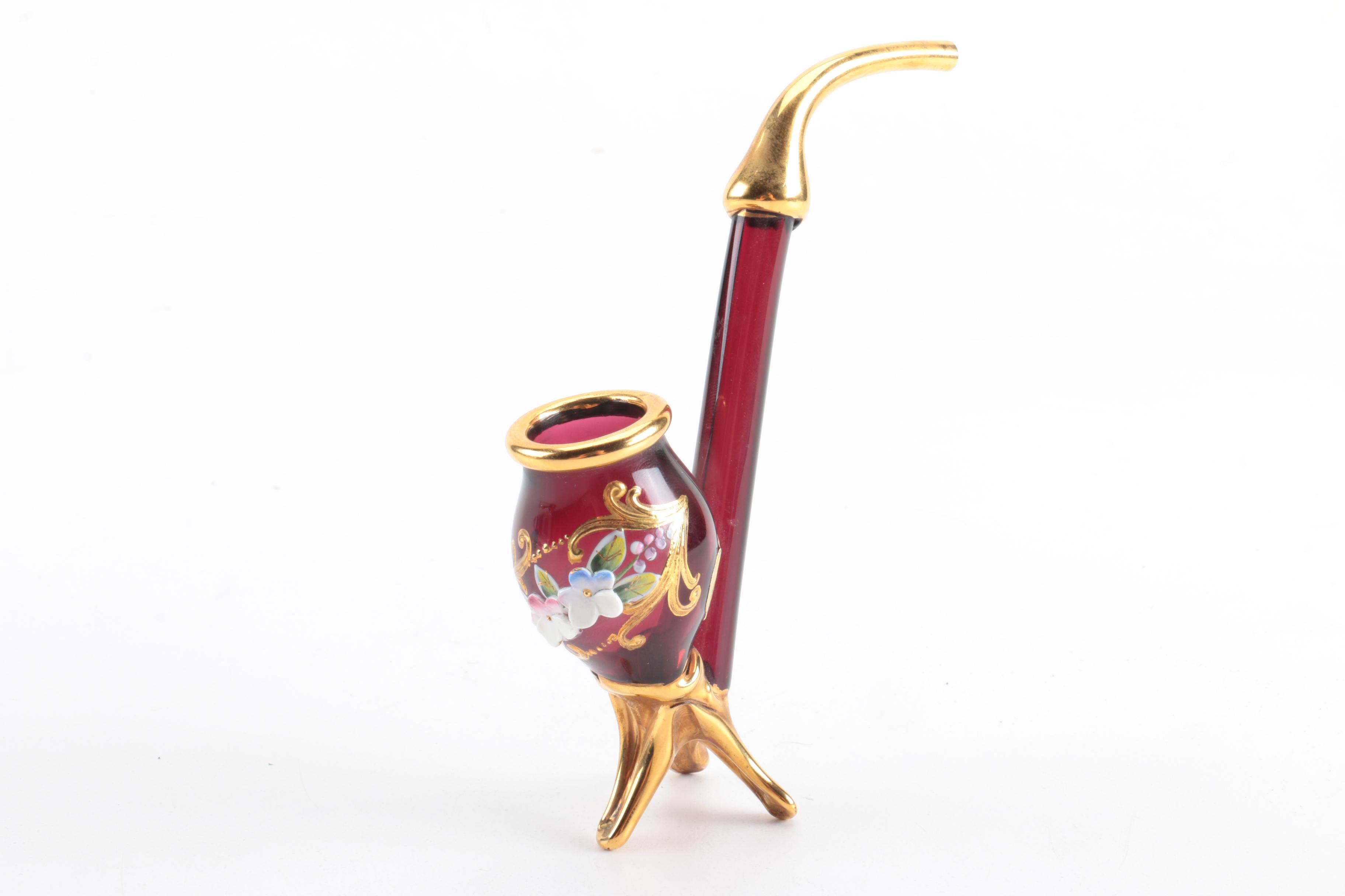 Hand Blown Glass Port/Brandy Sipping Pipe Glasses