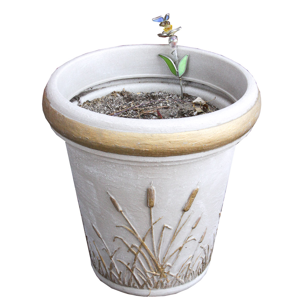 Cattail Motif Plaster Planter
