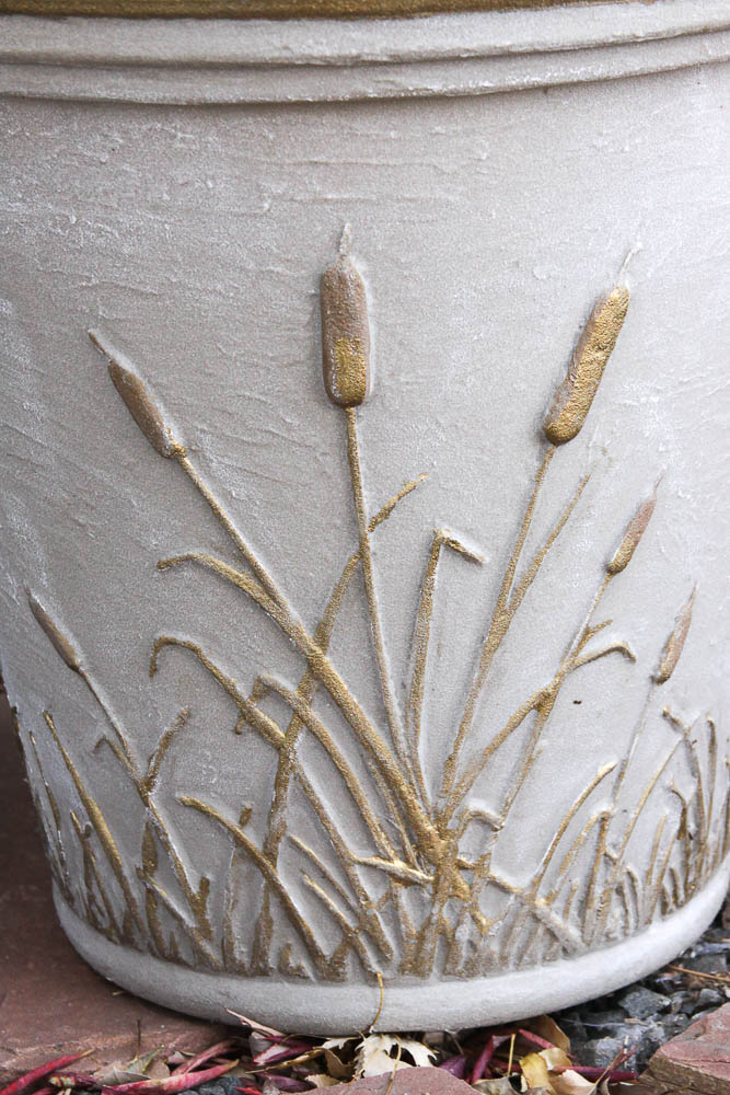 Cattail Motif Plaster Planter