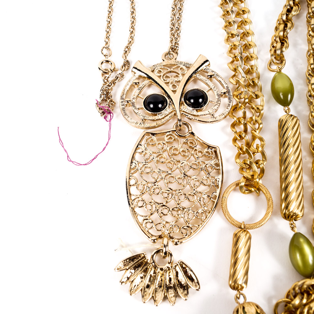 Sarah Coventry Costume Jewelry Collection with Owl and Cross Pendants