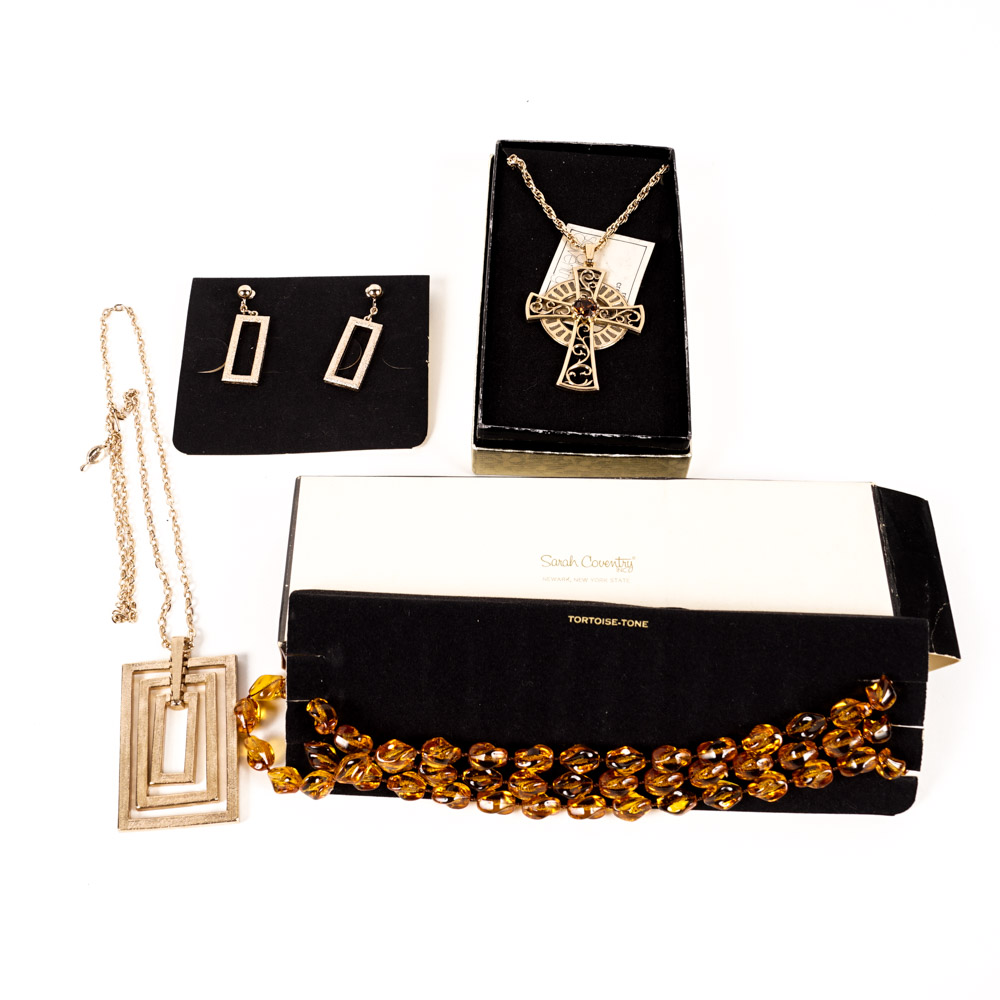Sarah Coventry Jewelry Including Cross Necklace
