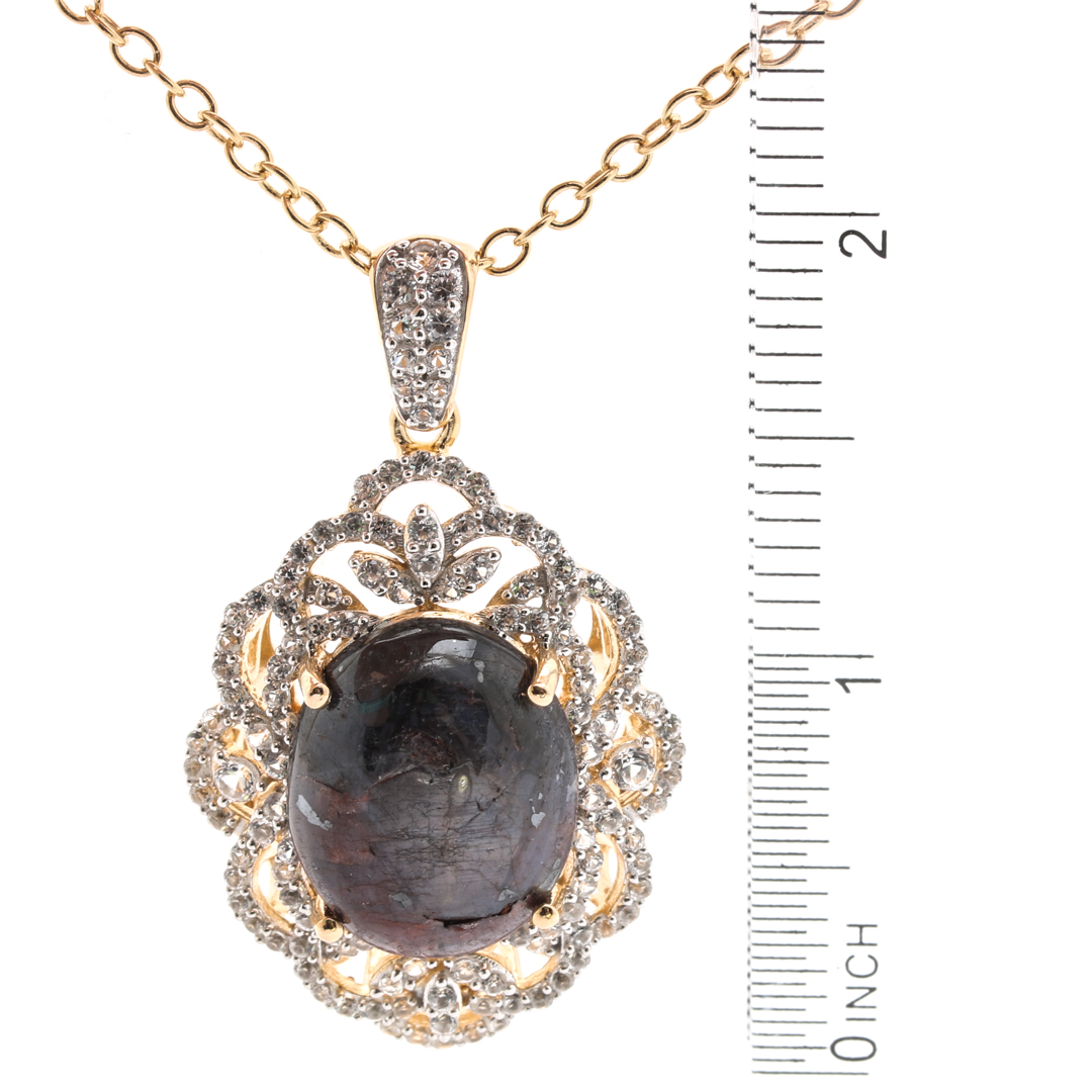 Orianne Sterling Silver Star Ruby and White Topaz Ring and Necklace