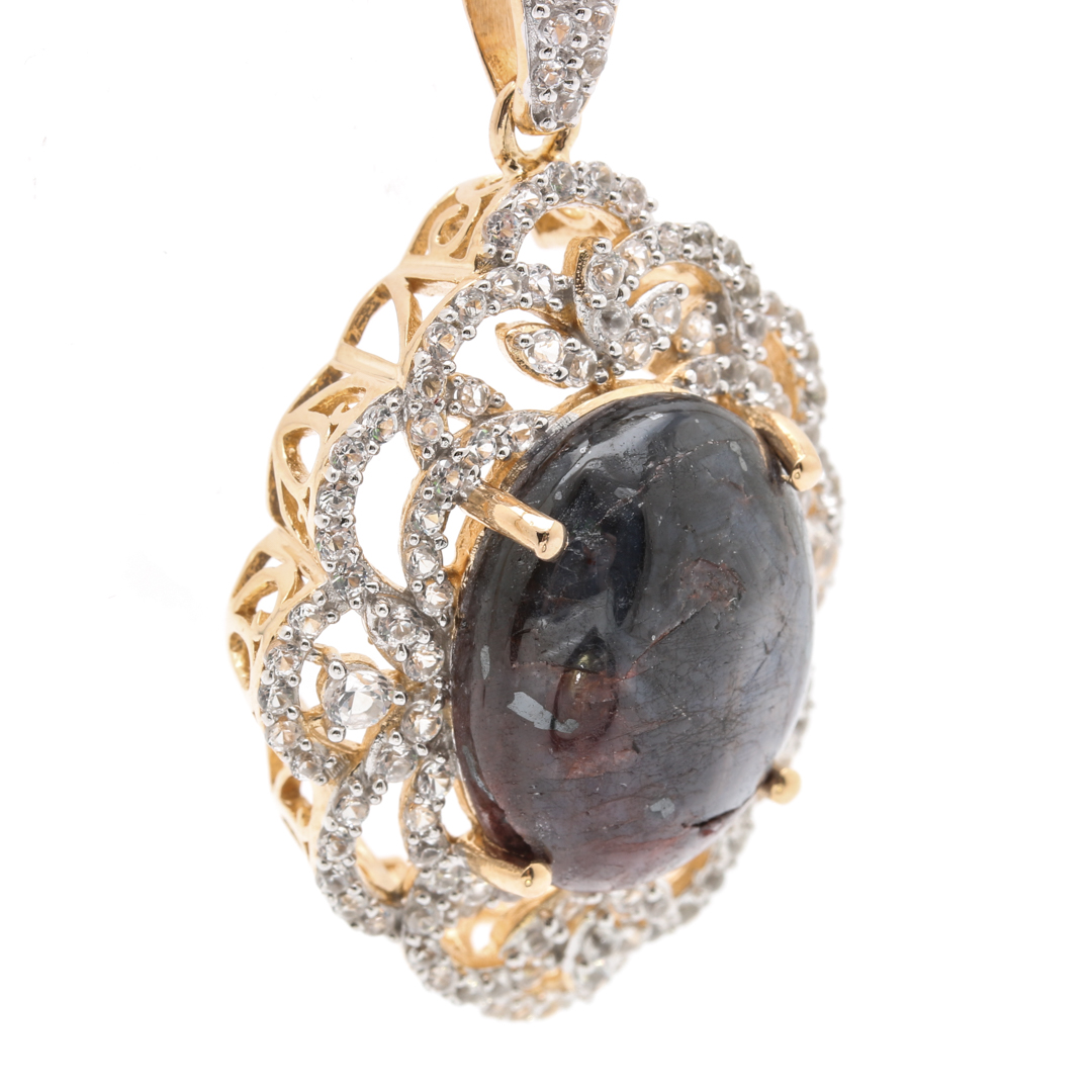 Orianne Sterling Silver Star Ruby and White Topaz Ring and Necklace